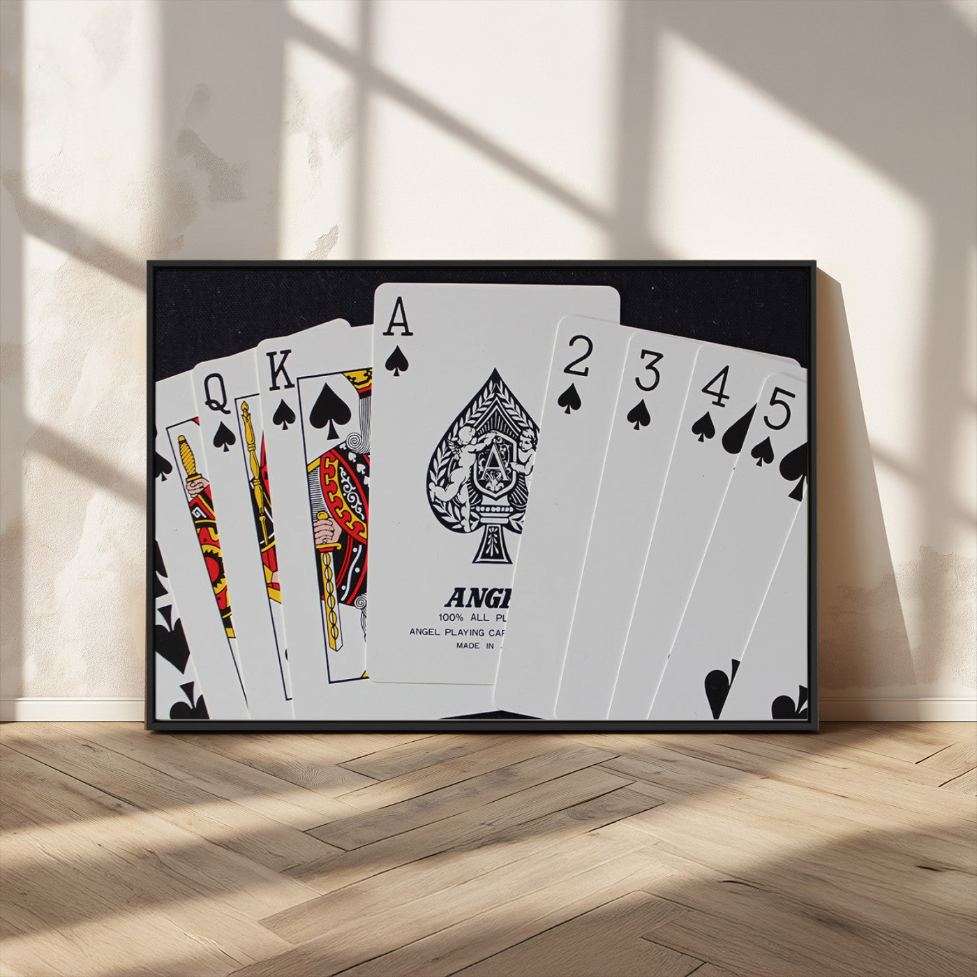 MGV-FC-36X24 - Poker Wall Art - Playing Cards Canvas Wall Art Print - Ace of Spades and Royal Flush Design, Perfect