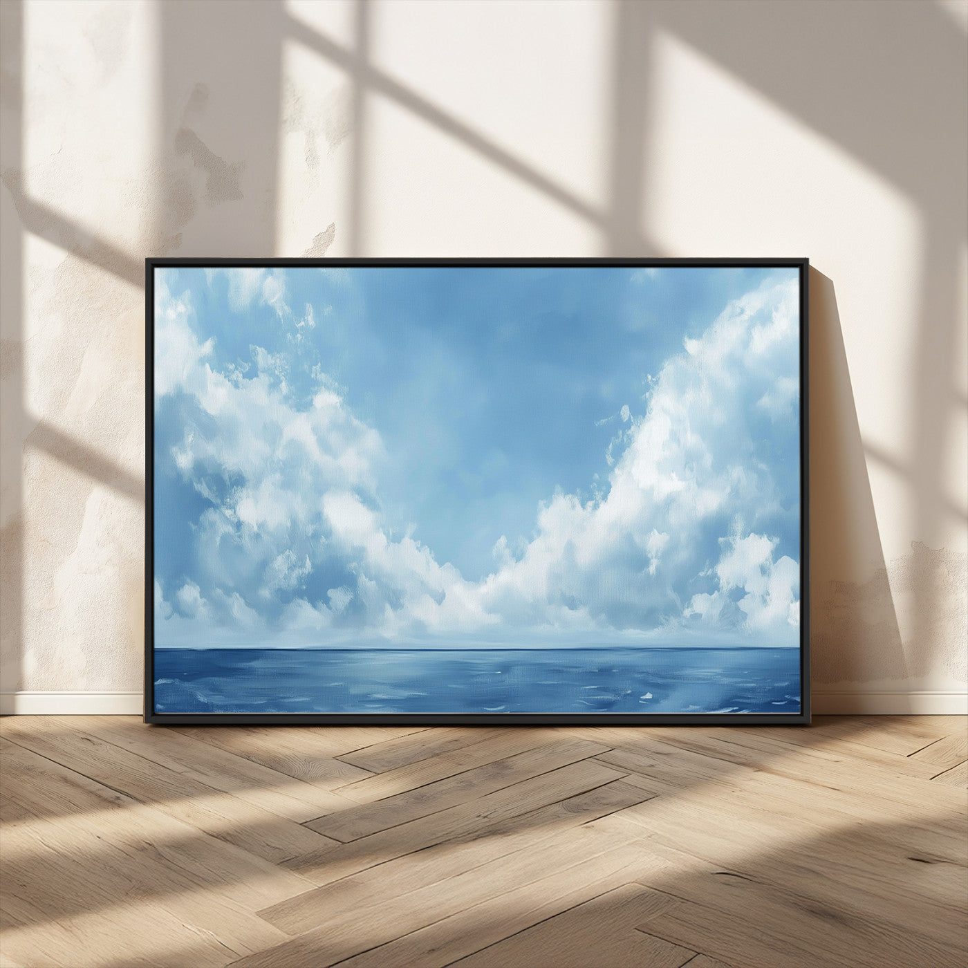 MGV-FC-36X24 - Abstract Ocean Print Artwork- Serene Blue Ocean Canvas Wall Art - Minimalist Ocean and Sky Canvas