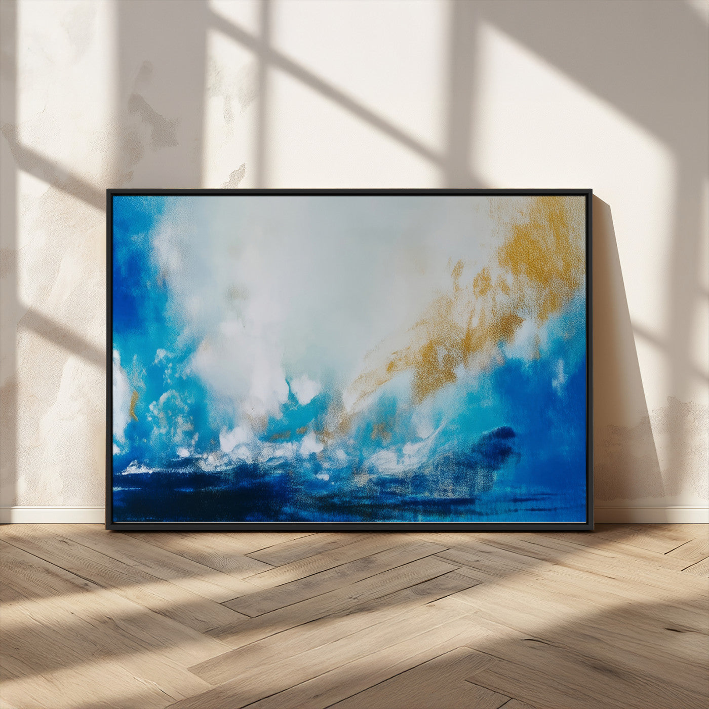 MGV-FC-36X24 - Blue Abstract Print - Dynamic Ocean-Inspired Canvas Wall Art