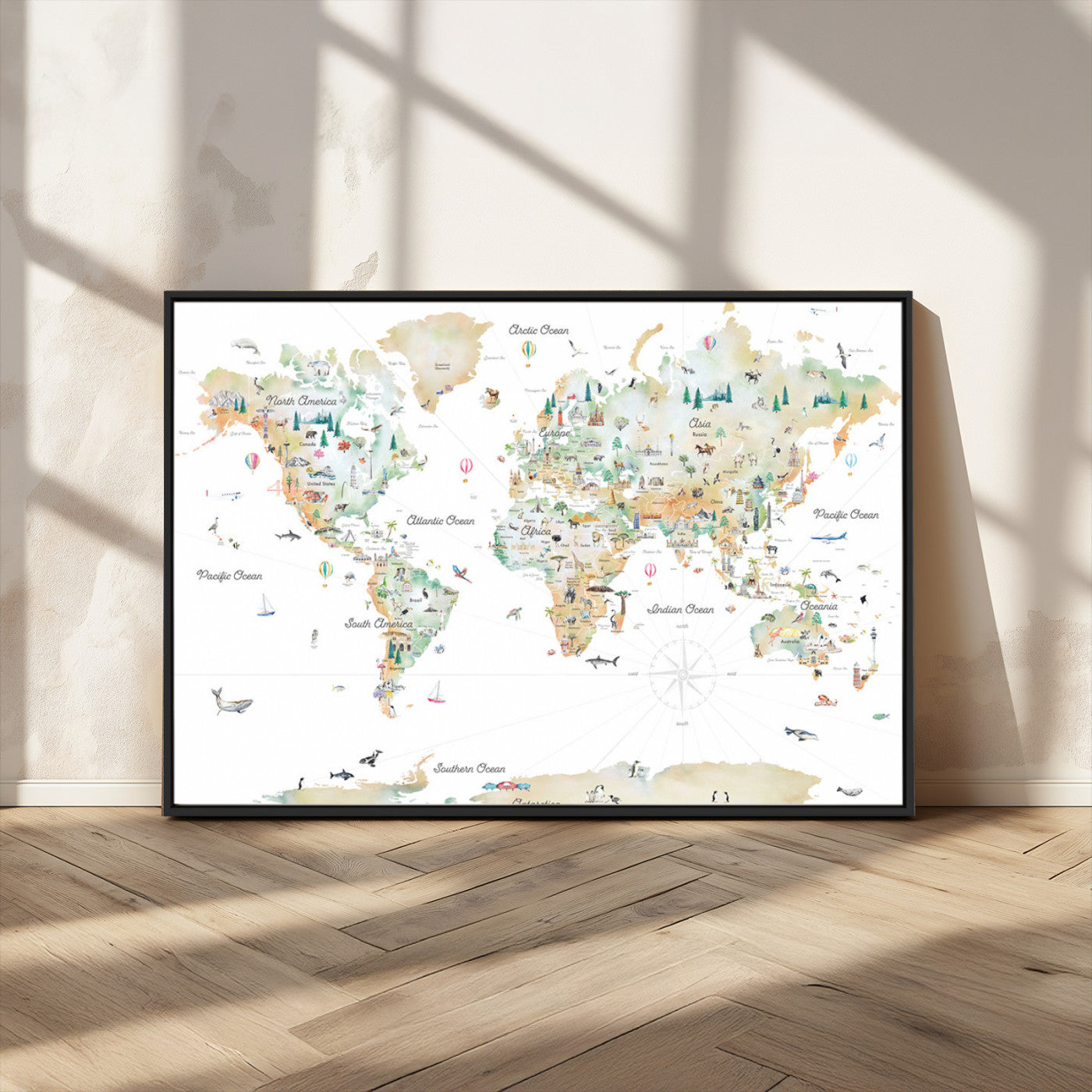 MGV-FC-36X24 - Push Pin World Map Canvas Print – Framed Wall Art for Couples to Track Their Travels – Anniversary