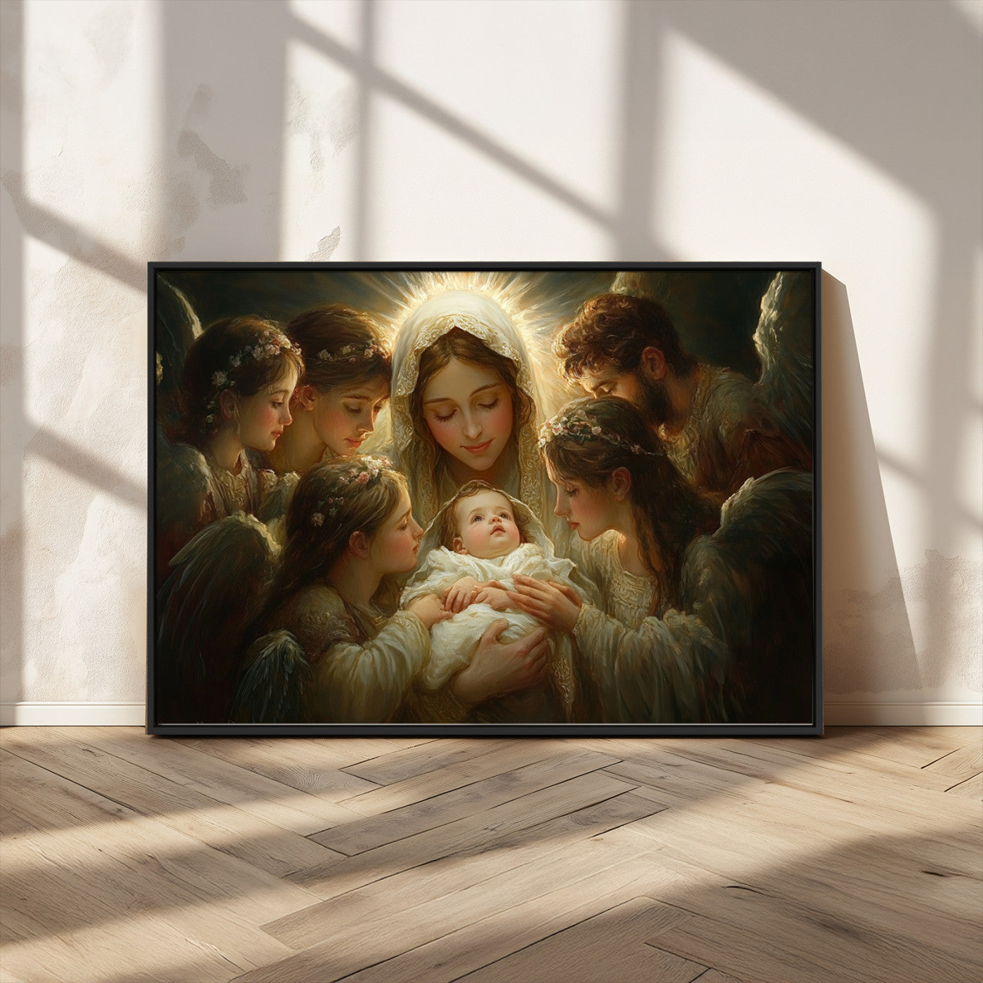 MGV-FC-36X24 - Mary Jesus Canvas Wall Art Print - Madonna and Child with Apostles Art Print - Classic Christian