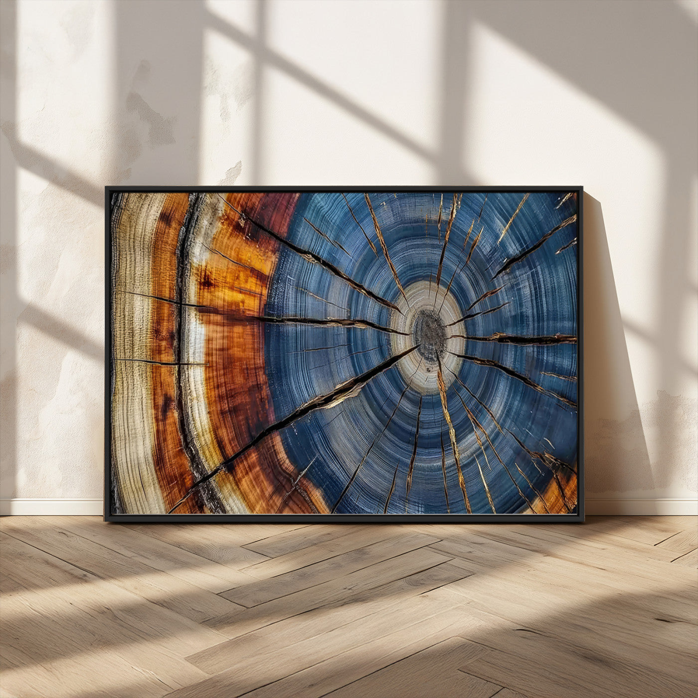MGV-FC-36X24 - Abstract Tree Rings Canvas Wall Art - Wood Grain Canvas Print - Nature-Inspired Modern Wood Grain