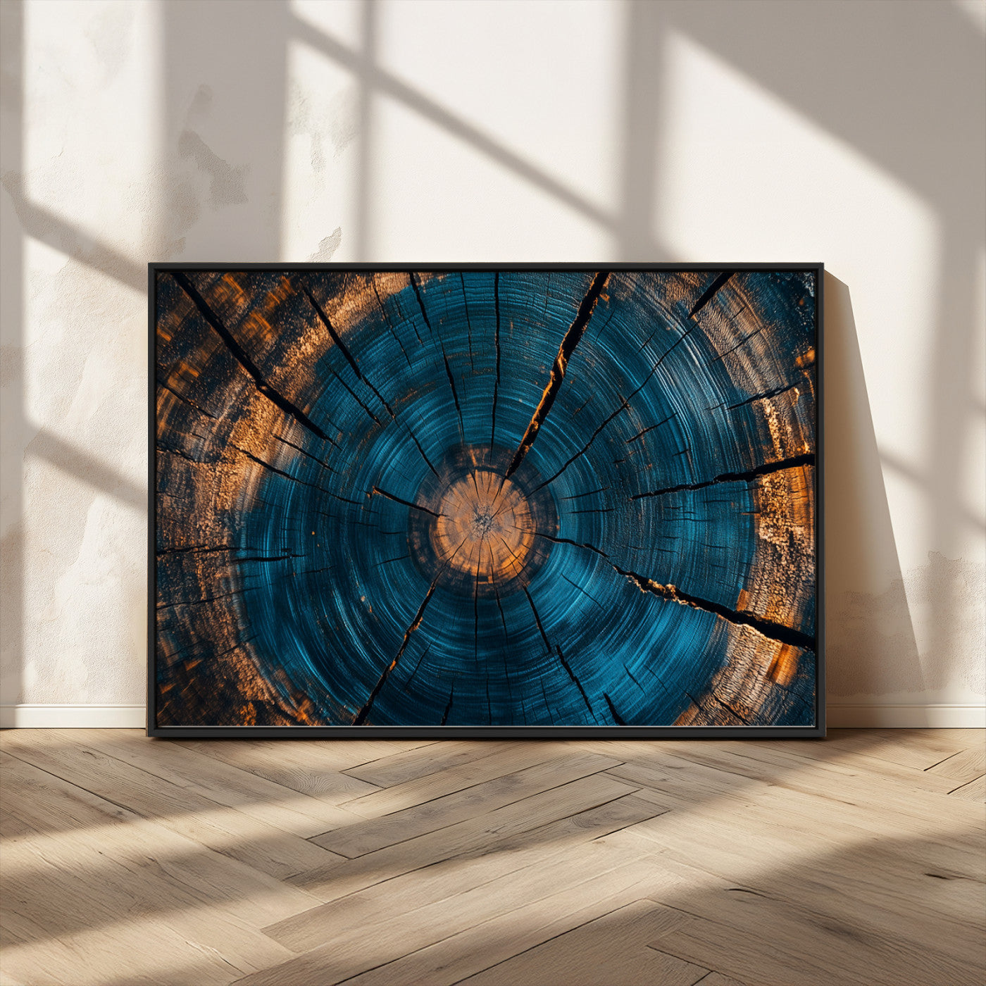 MGV-FC-36X24 - Abstract Tree Rings Wall Art Canvas Print - Wood Grain Rings Artwork Print - Nature Woodland Modern
