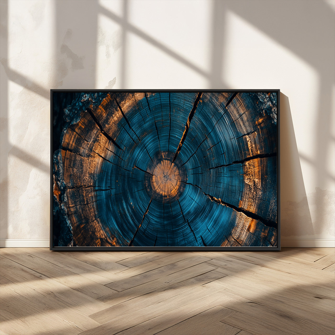 MGV-FC-36X24 - Farmhouse Wall Art - Abstract Tree Rings Canvas Wall Art Print, Framed Wood Grain Rings Artwork