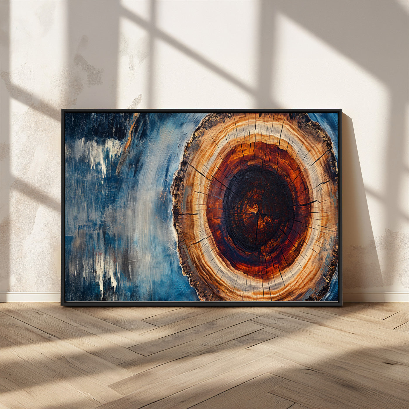 MGV-FC-36X24 - Abstract Tree Rings Wall Art Canvas Print - Wood Grain Rings Canvas Print - Nature Woodland Wall