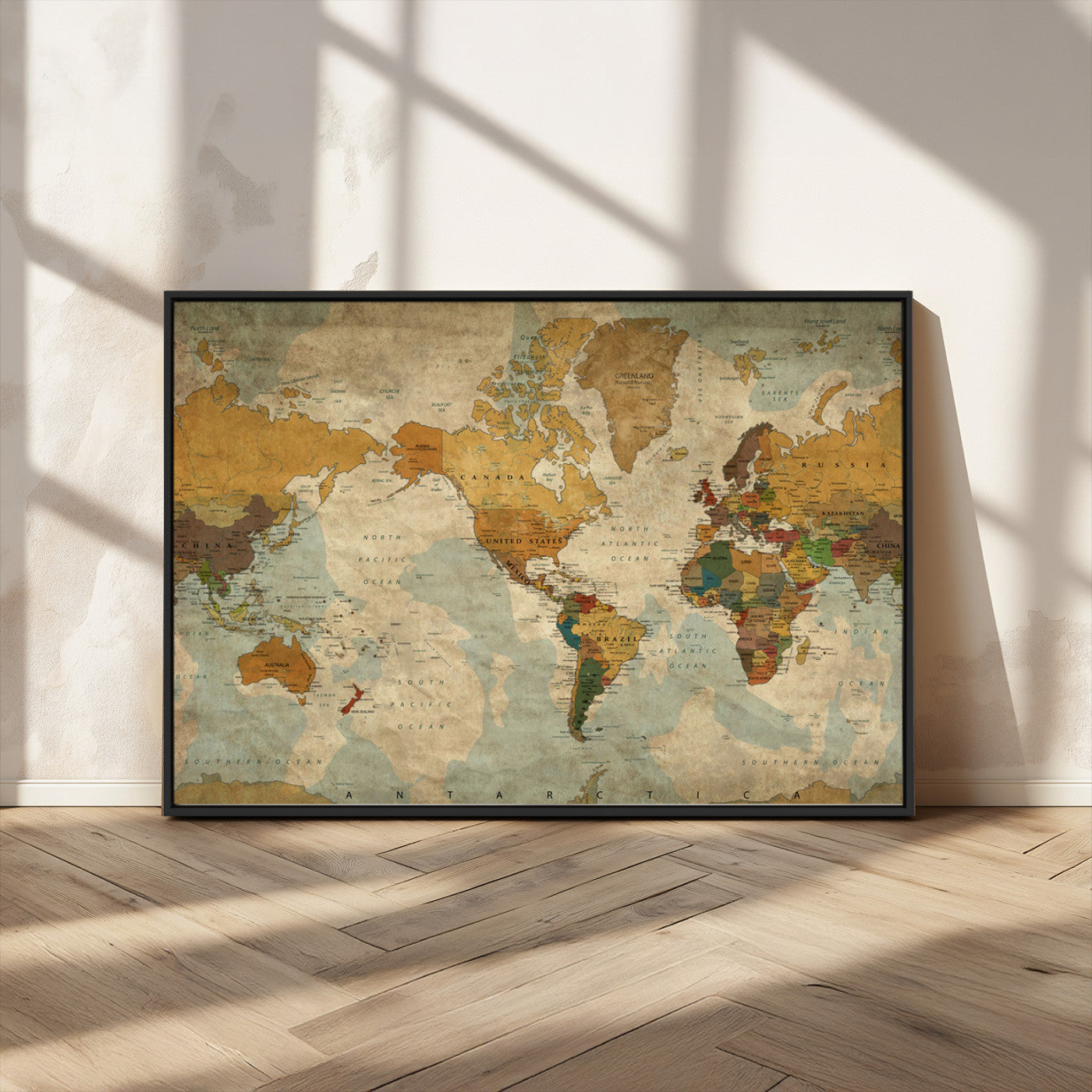 MGV-FC-36X24 - Push Pin World Map Canvas Print – Framed Wall Art for Couples to Track Their Travels – Anniversary