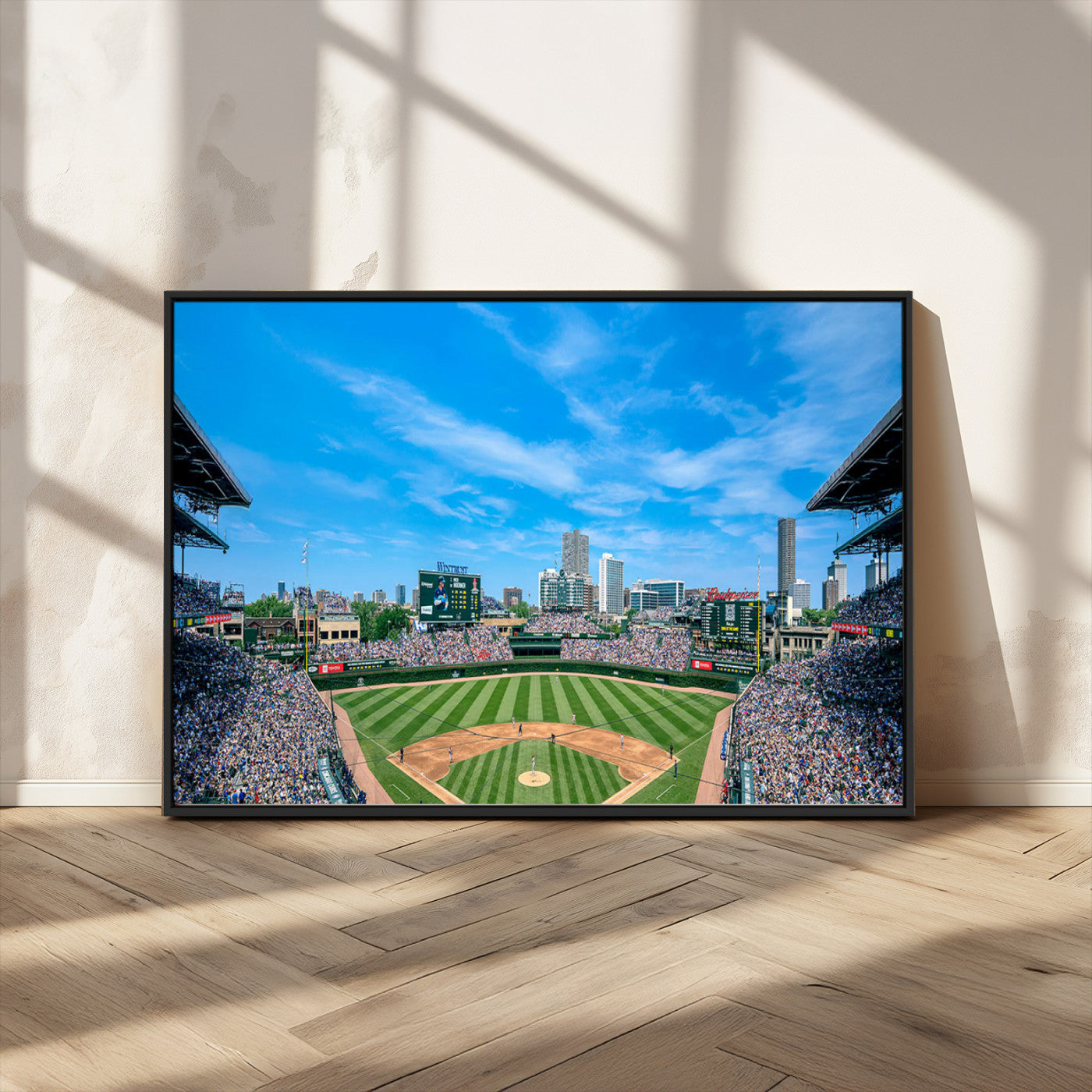 MGV-FC-36X24 - Wrigley Field Chicago Cubs Panoramic Art Multi Piece Canvas - Iconic Baseball Stadium Print for