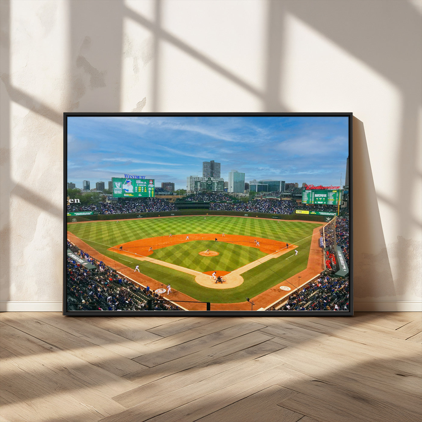 MGV-FC-36X24 - Wrigley Field Chicago Cubs Panoramic Multi Piece Canvas Wall Art - Iconic Baseball Stadium Print for