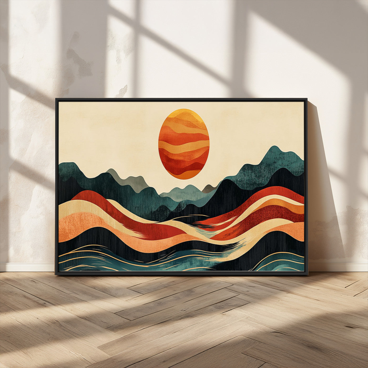 MGV-FC-36X24 - Mountain Triptych Wall Art - Western Nature Prints - Framed Boho Pine Tree Canvas for Log Cabin or