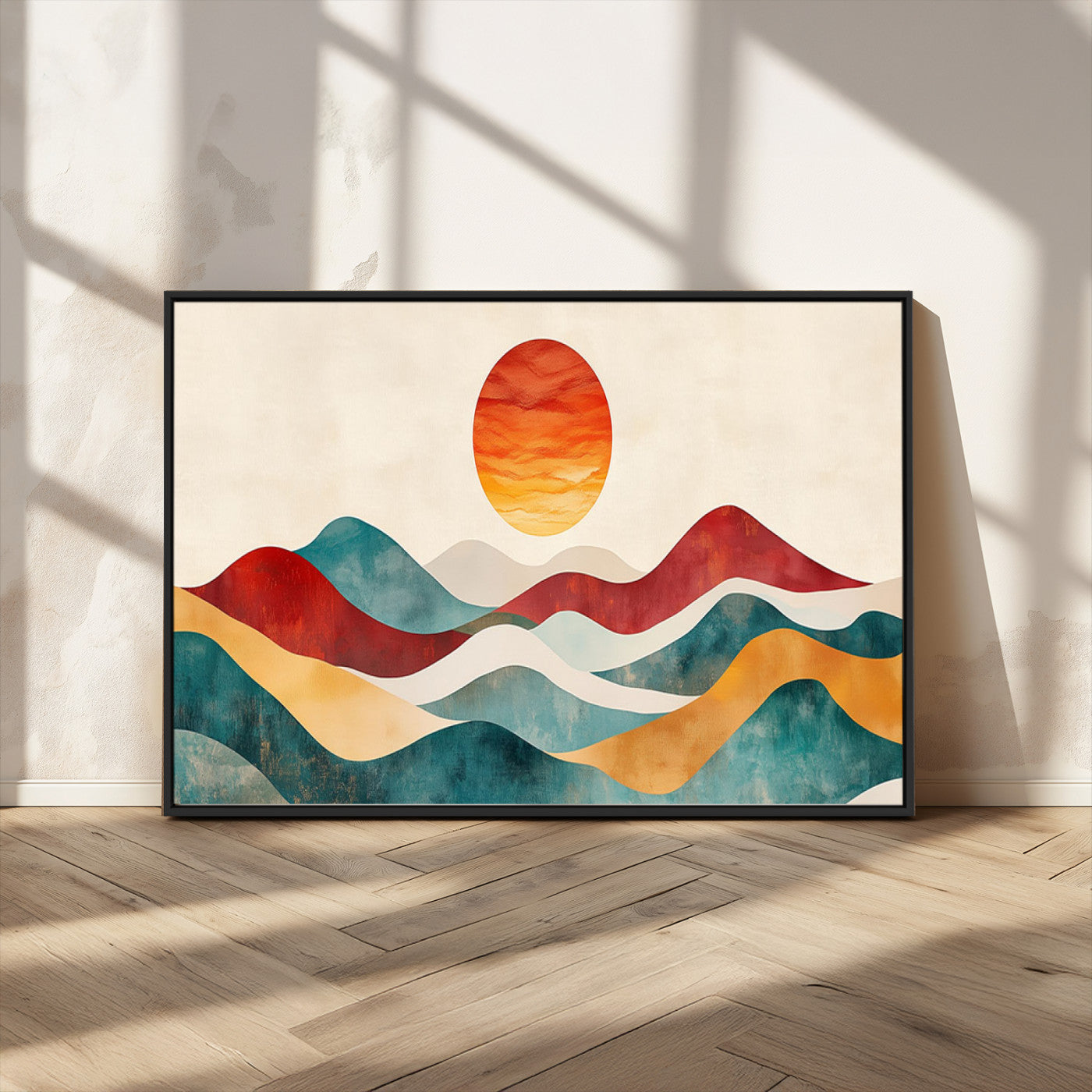 MGV-FC-36X24 - Southwest Mountain Canvas - Boho Triptych Wall Art - Rustic Woodland Nursery Decor - Abstract Nature