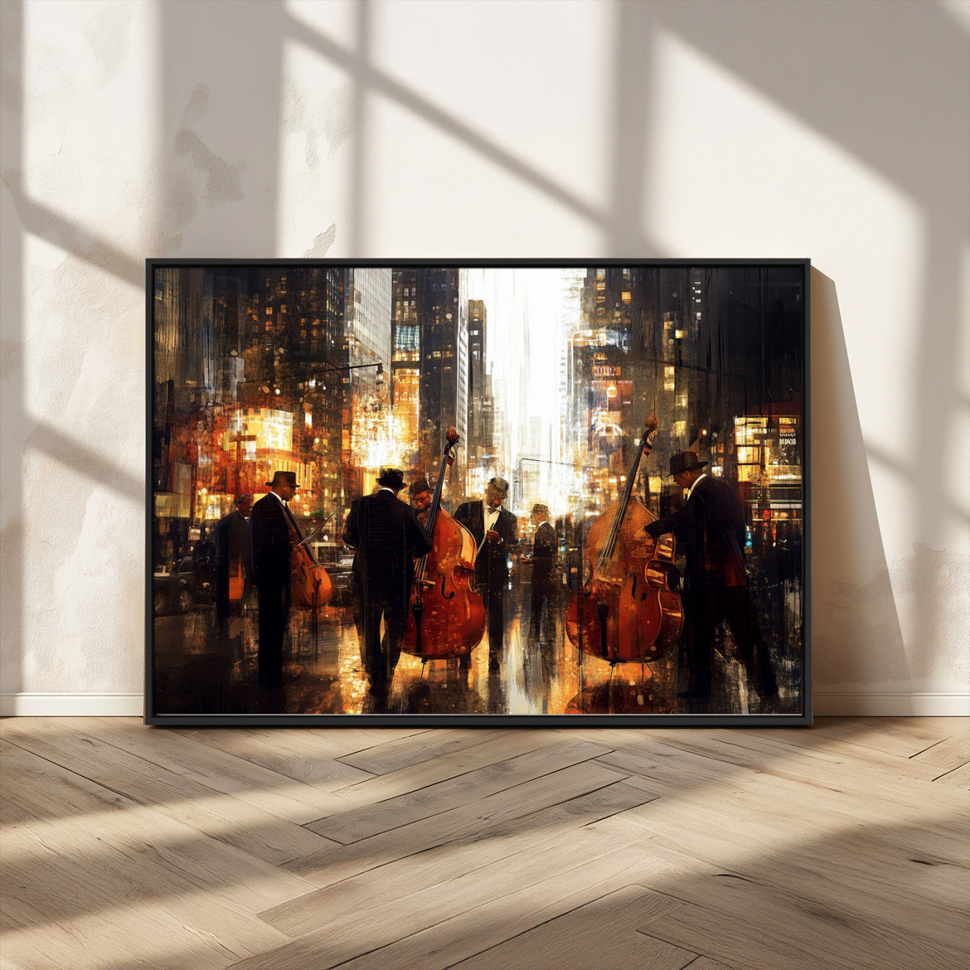 MGV-FC-36X24 - Abstract Jazz Art Wall Art Canvas Print - Framed Abstract Music Canvas - Colorful Instrument Poster