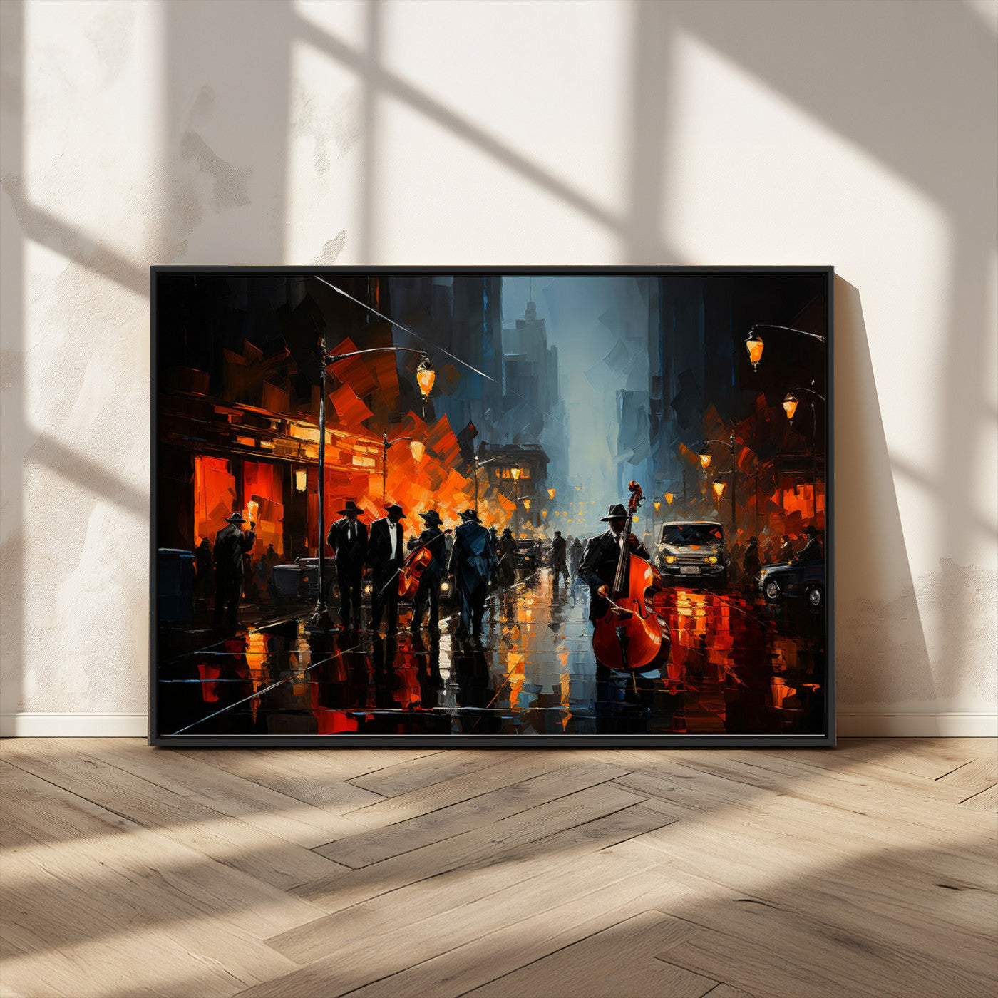 MGV-FC-36X24 - Winston Porter Jazz Wall Art - African American Music Canvas - Abstract Colorful Music Art - Framed