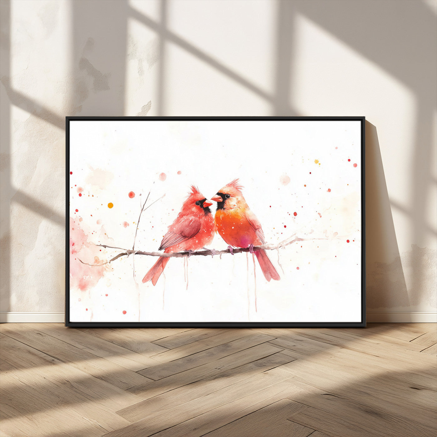 MGV-FC-36X24 - Cardinal Bird Canvas Wall Art - Male and Female Cardinal Print - Nature-Inspired Bird Wall Decor for