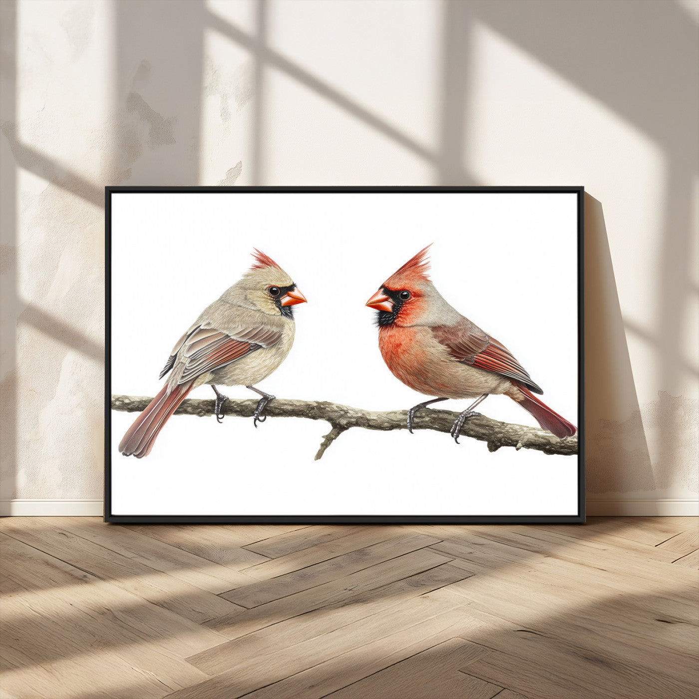 MGV-FC-36X24 - Cardinal Canvas Wall Art - Male and Female Cardinal Print - Nature-Inspired Bird Wall Decor for Home