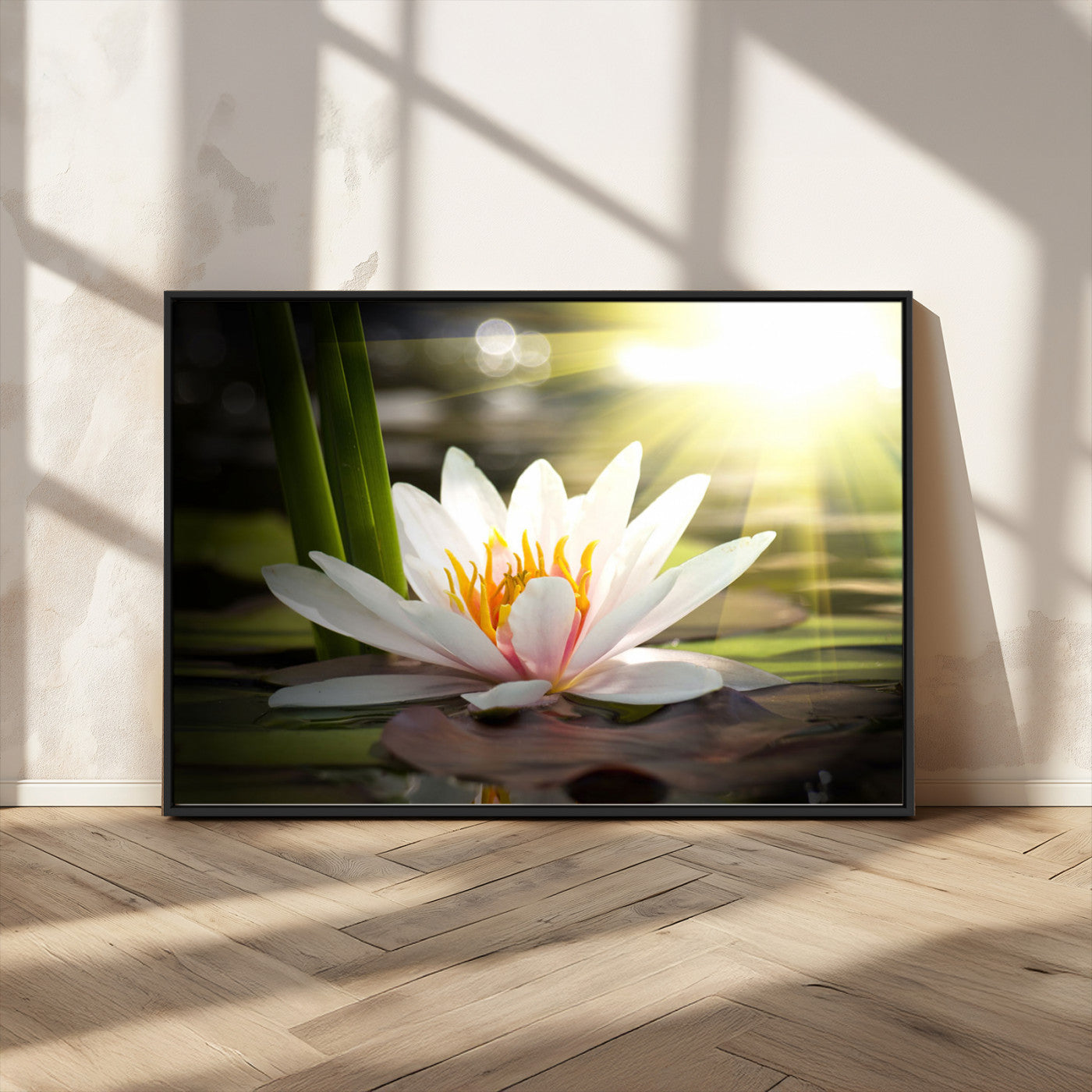 MGV-FC-36X24 - Lotus Flower Wall Art Canvas Print, Water Lily Large Wall Art Canvas Print