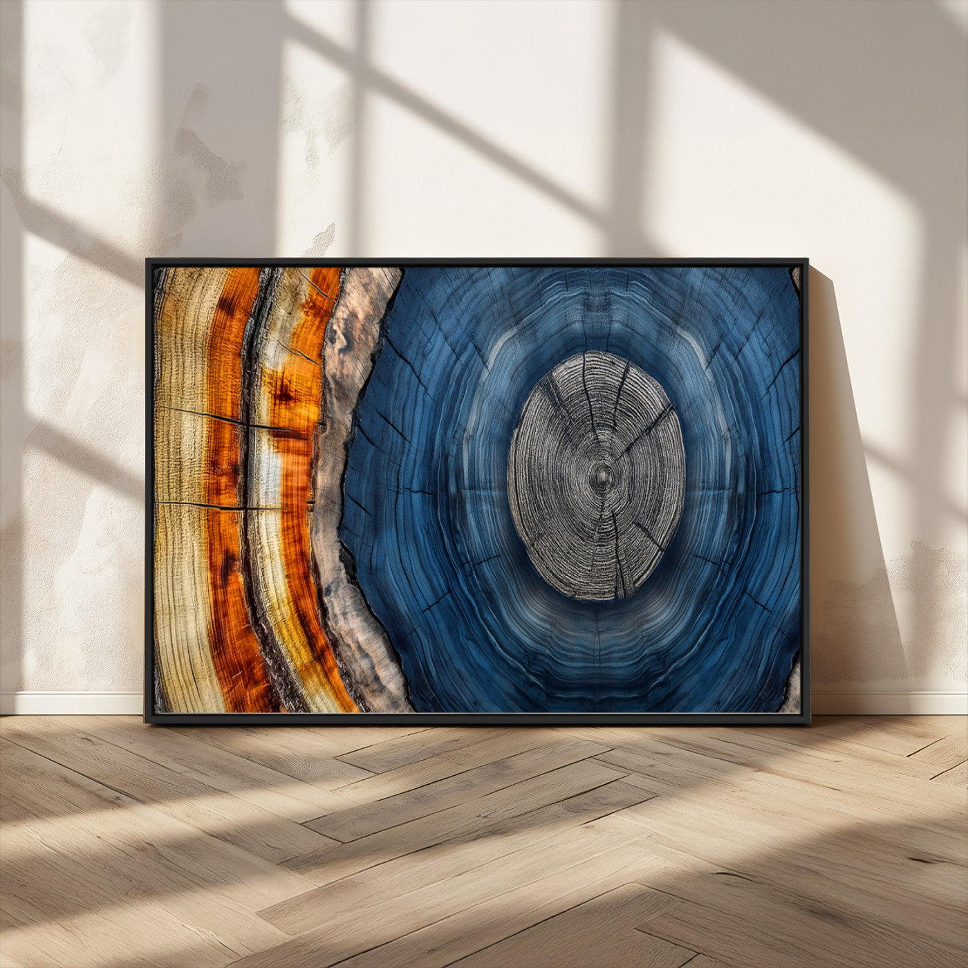 MGV-FC-36X24 - Abstract Tree Rings Wall Art Canvas Print - Wood Grain Rings Artwork Print - Nature Woodland Modern
