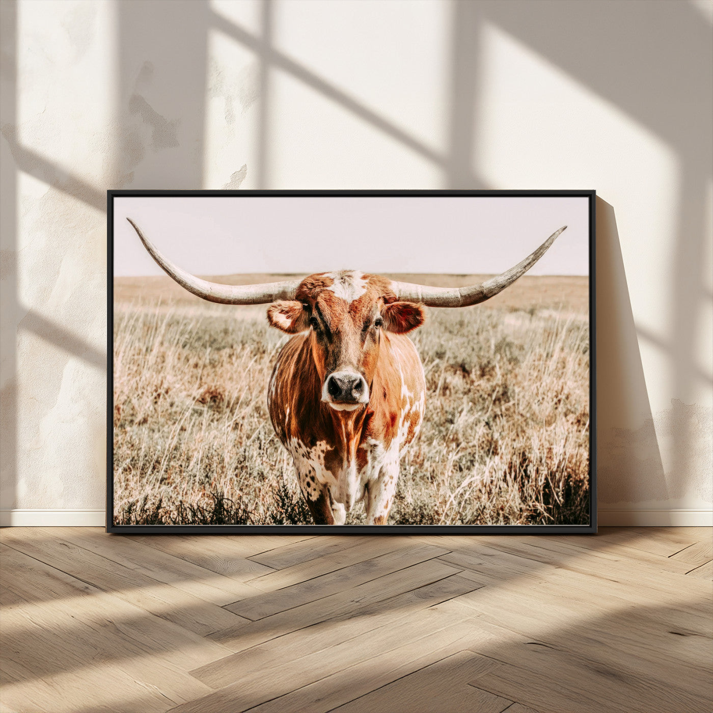 MGV-FC-36X24 - Wall Art Canvas Print Majestic Longhorn Graceful Strength in Every Curve Bold Spirit of the Wild