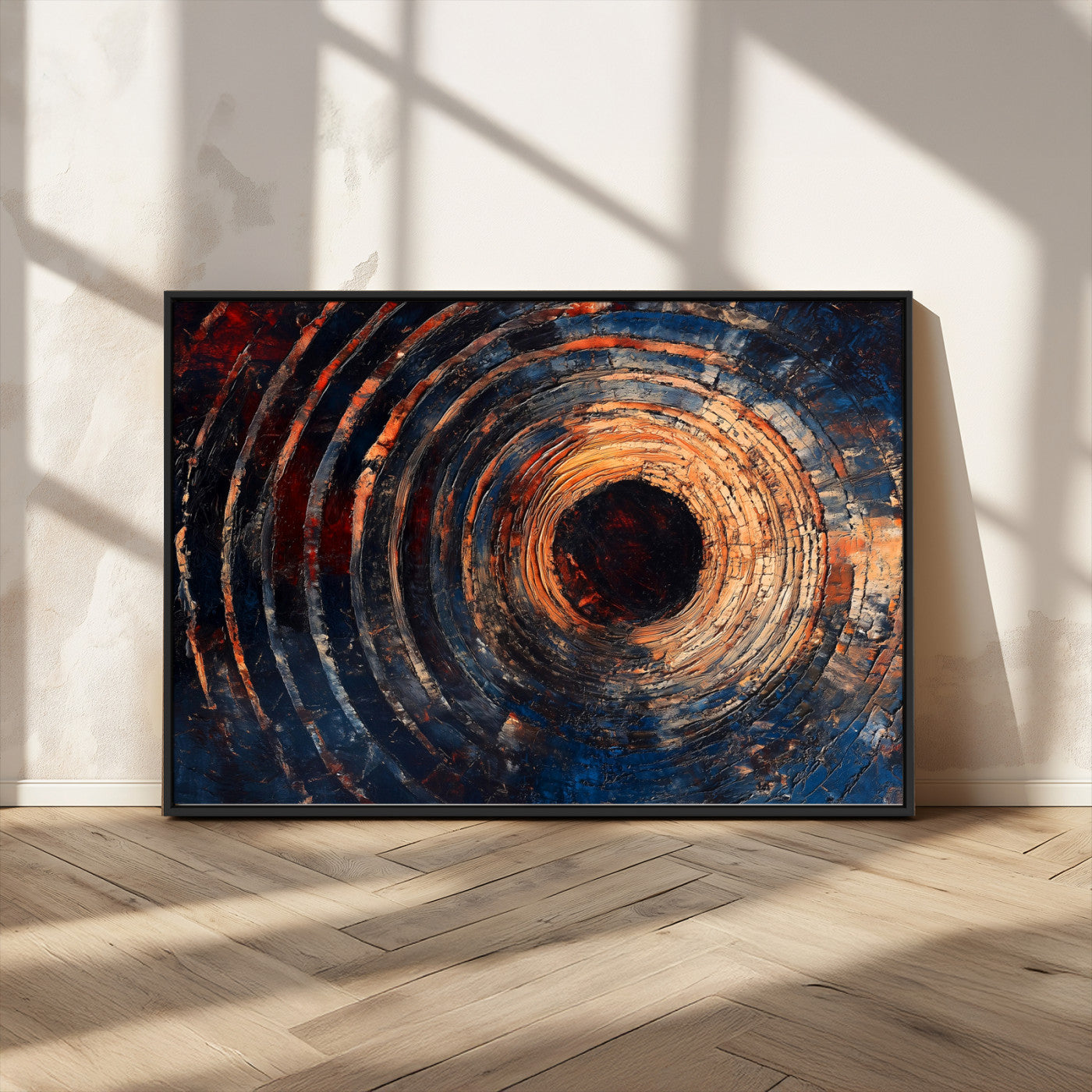 MGV-FC-36X24 - Wood Tree Ring Wall Art Canvas Print, Framed Natural Wood Art Picture Print, Rustic Tree Slice Perfect Rustic Decor Artwork