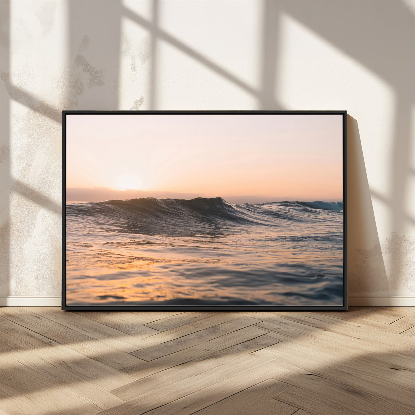 46299358-MGV-CV-36X24 - Golden Sunset Ocean Wall Art – Tranquil Waves & Peaceful Horizon Canvas Print, Soft Light and Evening Glow for Serene Beach, Home or Nature Decor