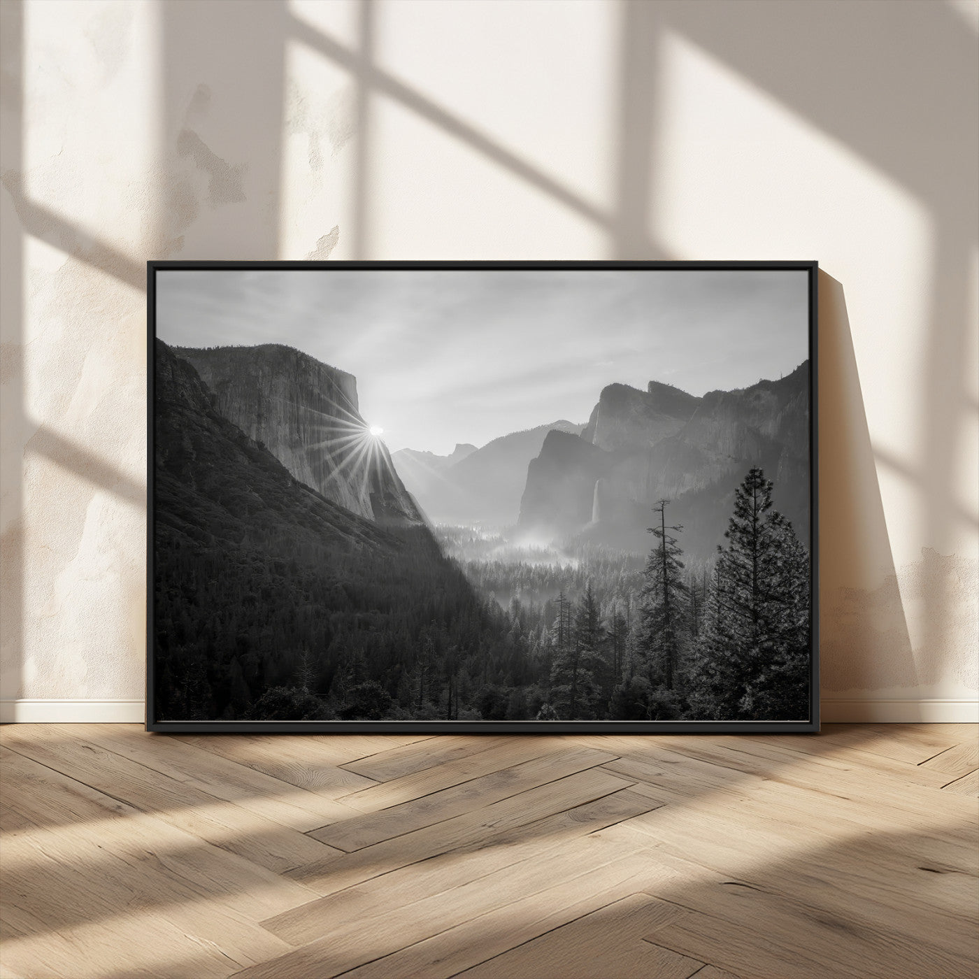 MGV-FC-36X24 - Yosemite Valley Wall Art Canvas Print, Framed El Capitan Sunrise Art Picture Print, Misty Mountain Perfect Modern Rustic Decor Artwork