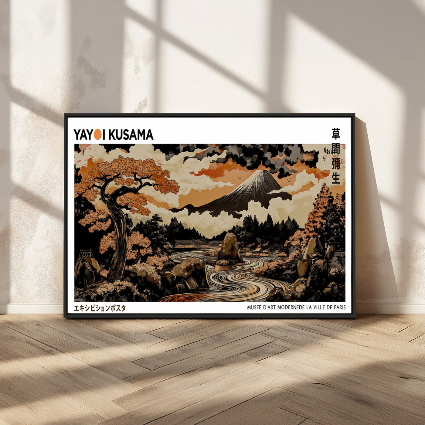 MGV-FC-36X24 - Modern Japanese Wall Art Print Yayoi Kusama Canvas Wall Art Abstract Mount Fuji Canvas Print