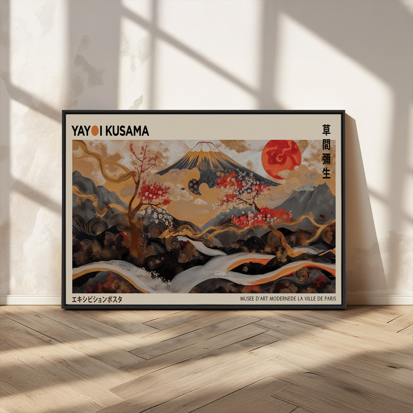 MGV-FC-36X24 - Modern Japanese Wall Art Print Yayoi Kusama Canvas Wall Art Abstract Mount Fuji Canvas Print