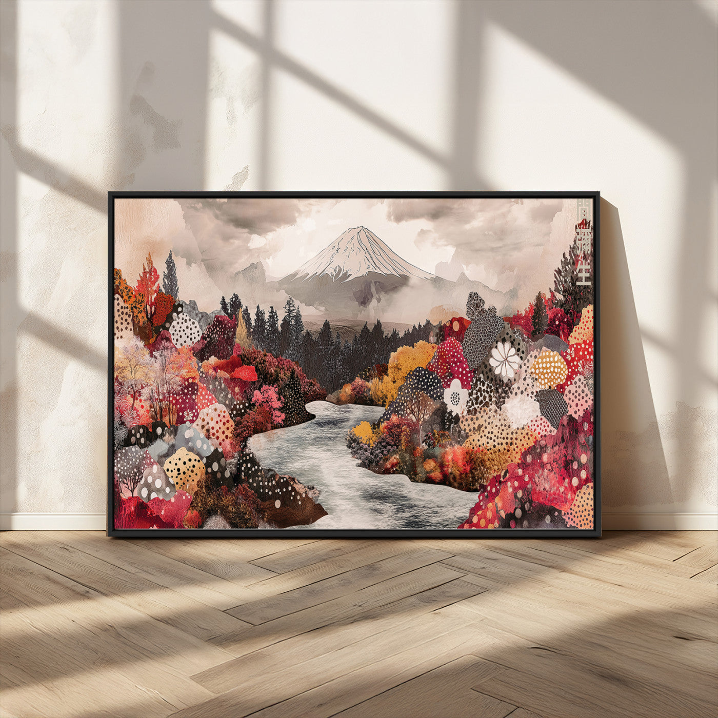MGV-FC-36X24 - Mountain Wall Art Wall Art Canvas Print, Framed Autumn Forest Art Picture Print, Cottagecore Landscape Perfect Cottagecore Boho Decor Artwork