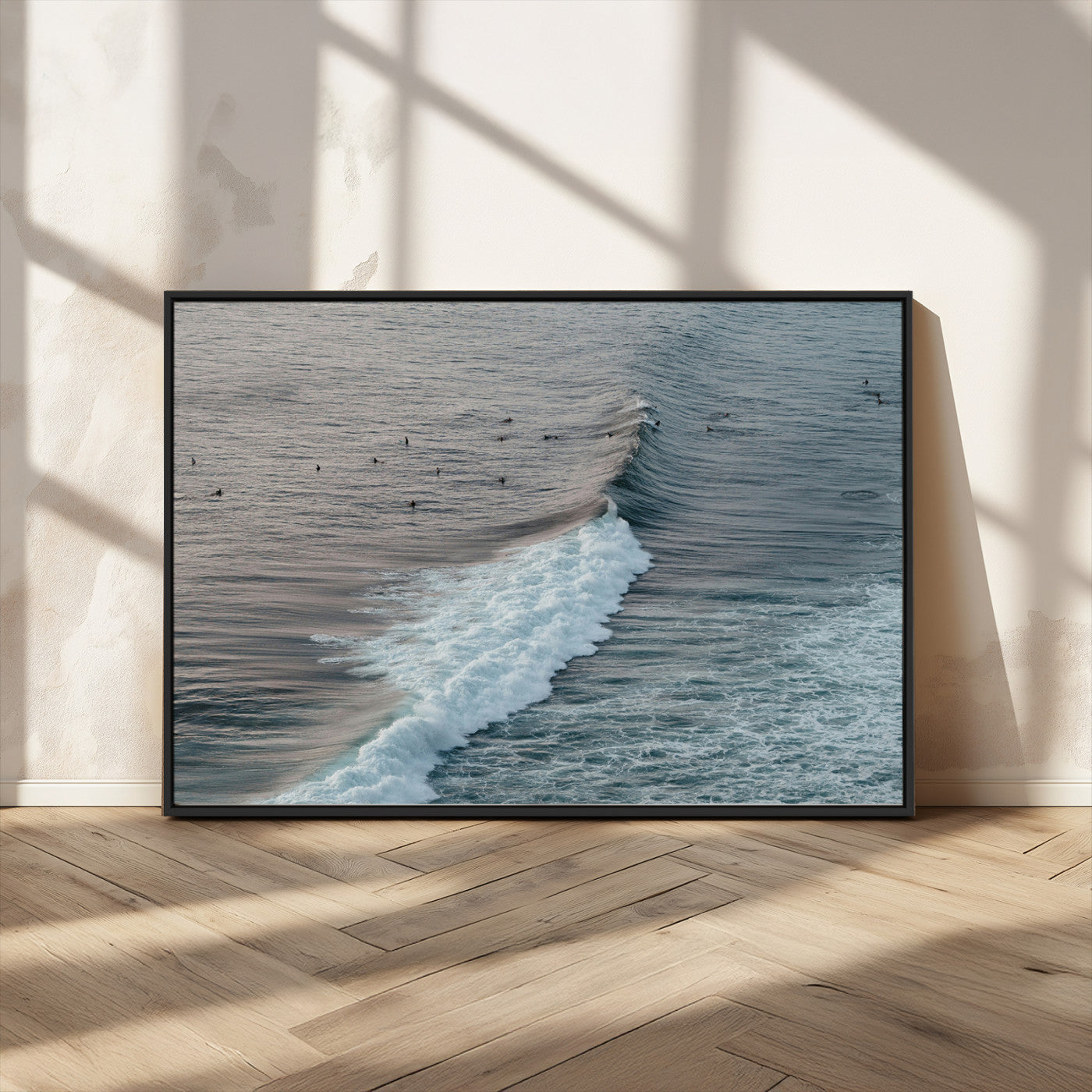 MGV-FC-36X24 - Ocean Waves Wall Art Canvas Print, Framed Coastal Serenity Art Picture Print, Surf Perfect Coastal Decor Artwork