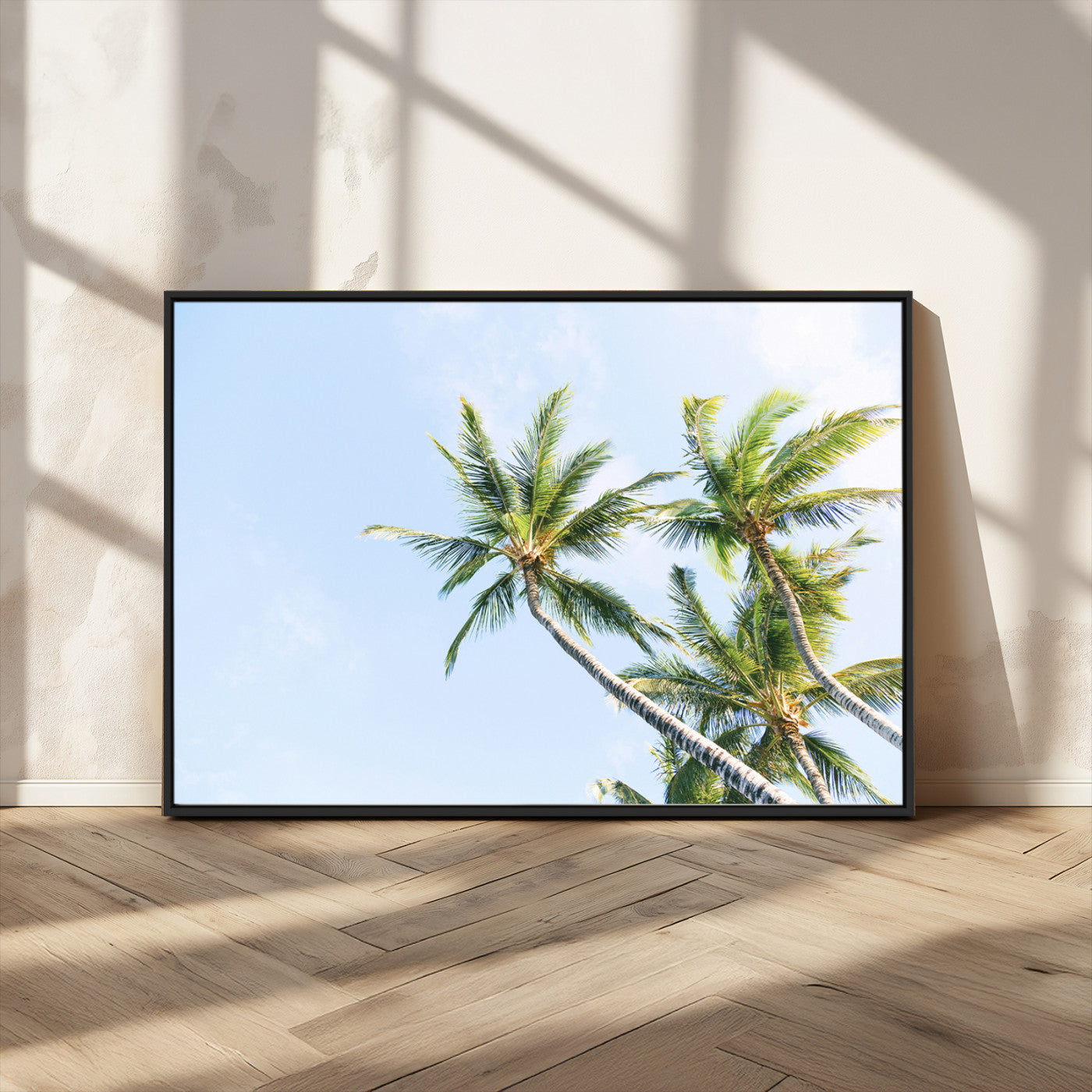 MGV-FC-36X24 - Palm Trees Wall Art Canvas Print, Framed Tropical Art Picture Print, Coastal Perfect Tropical Decor Artwork