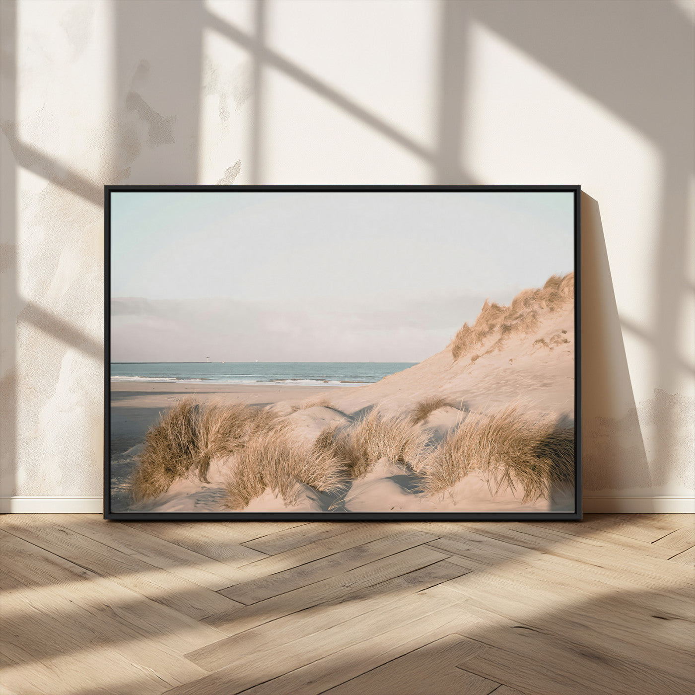 MGV-FC-36X24 - Beach Landscape Wall Art Canvas Print, Framed Sand Dune Photography Art Picture Print, Minimalist Seascape Perfect Coastal & Minimalist Decor Artwork