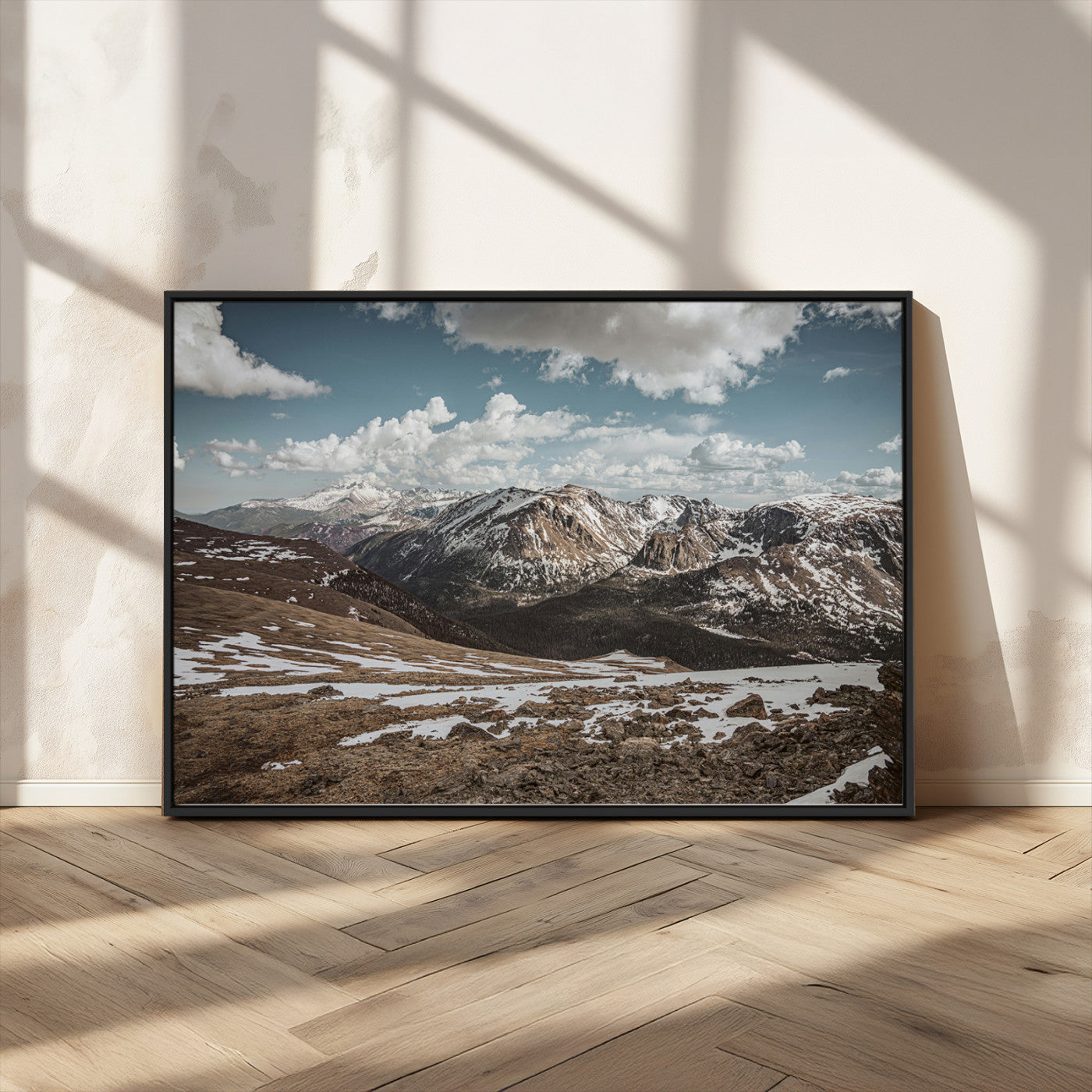 MGV-FC-36X24 - Mountain Landscape Wall Art Canvas Print, Framed Snowy Peaks Art Picture Print, Rugged Highlands Perfect Rustic Adventure Decor Artwork