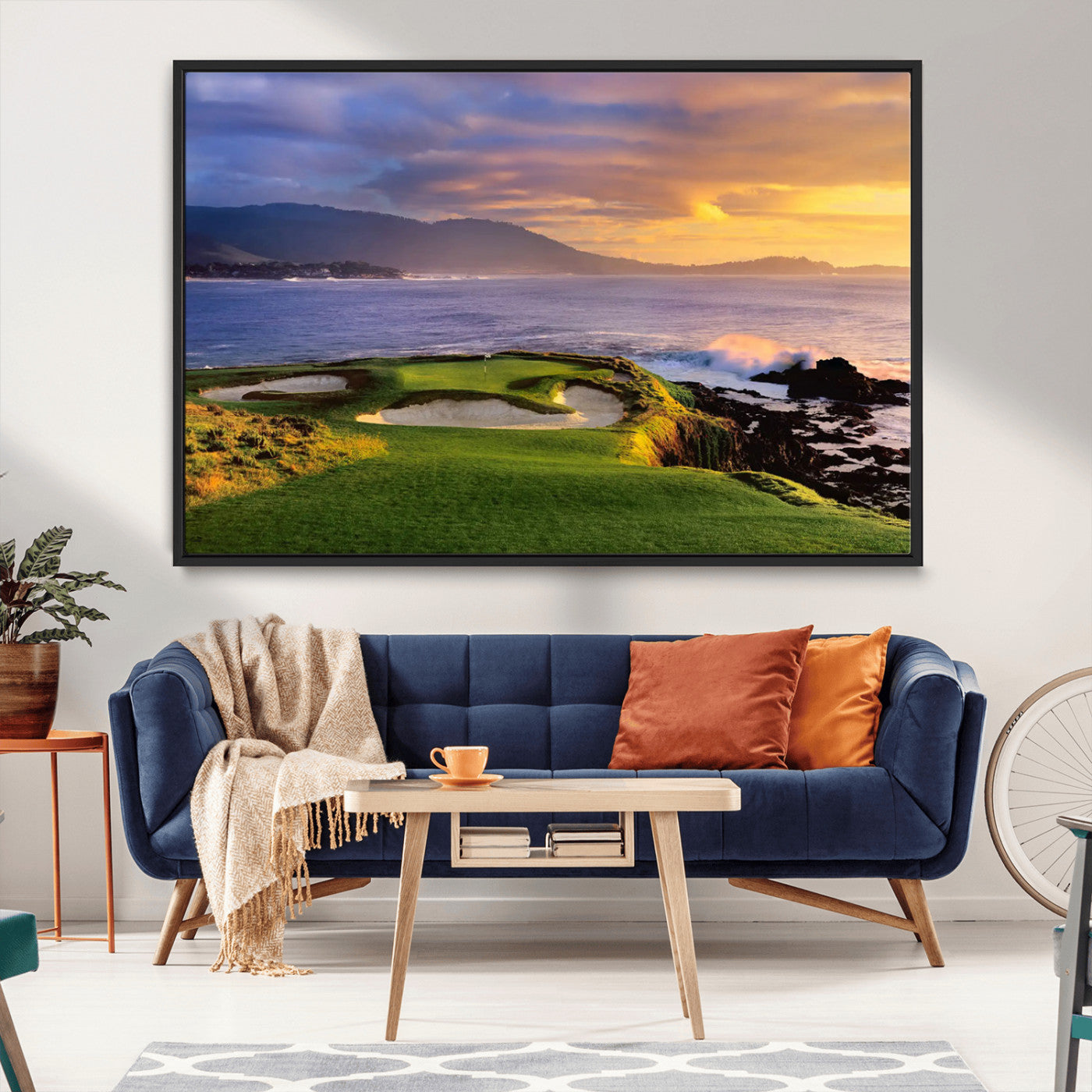 73699248-MGV-CV-36X24-Pebble Beach Golf Links Wall Art Canvas Print – Iconic Coastal Golf Course Artwork, Perfect for Office, Man Cave, or Golf Lover’s Decor