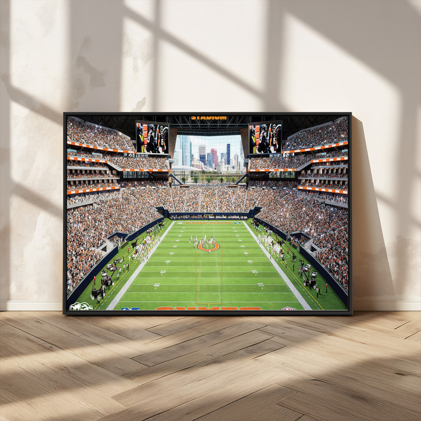 MGV-FC-36X24 - Chicago Bears Soldiers Field Wall Art Canvas Print – Framed Football Stadium Artwork for Sports
