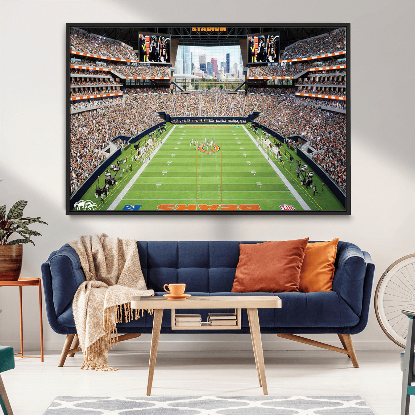 76935553-MGV-CV-36X24-Chicago Bears Soldiers Field Wall Art Canvas Print – Framed Football Stadium Artwork for Sports Fans, Soldier Field Skyline Canvas Decor for Game Room or Man Cave