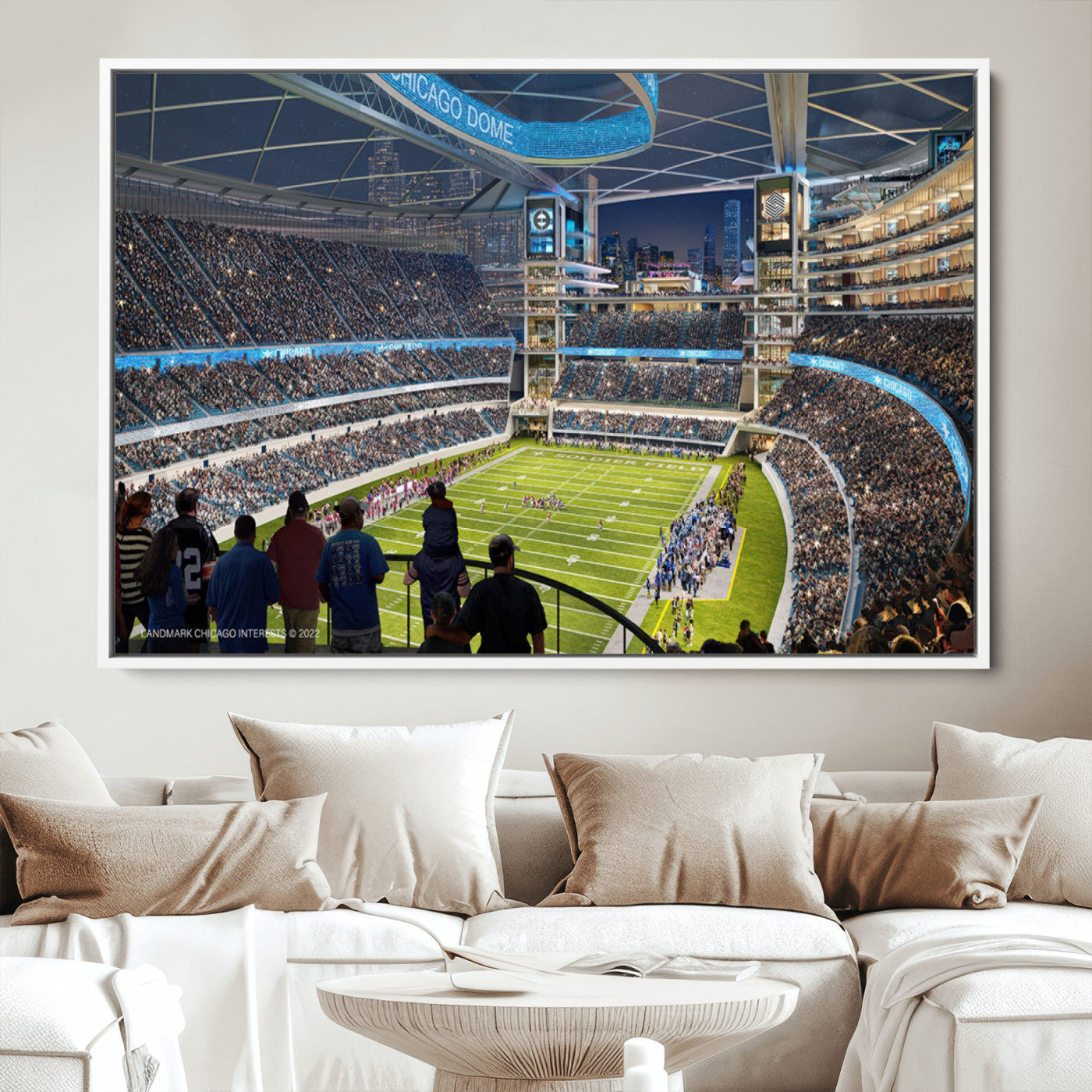 41816511-MGV-CV-36X24-Chicago Bears Soldiers Field Wall Art Canvas Print – Framed Football Stadium Artwork for Sports Fans, Soldier Field Skyline Canvas Decor for Game Room or Man Cave