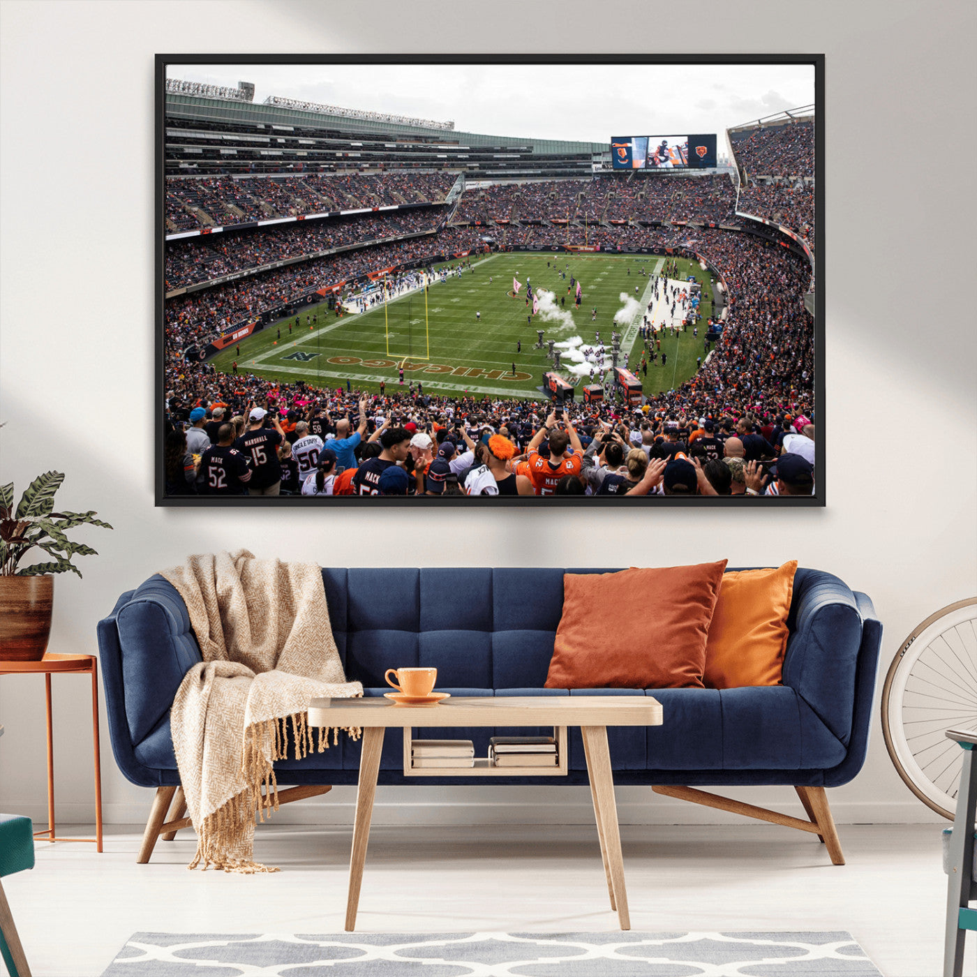 18347149-MGV-CV-36X24-Chicago Bears Soldiers Field Wall Art Canvas Print – Framed Football Stadium Artwork for Sports Fans, Soldier Field Skyline Canvas Decor for Game Room