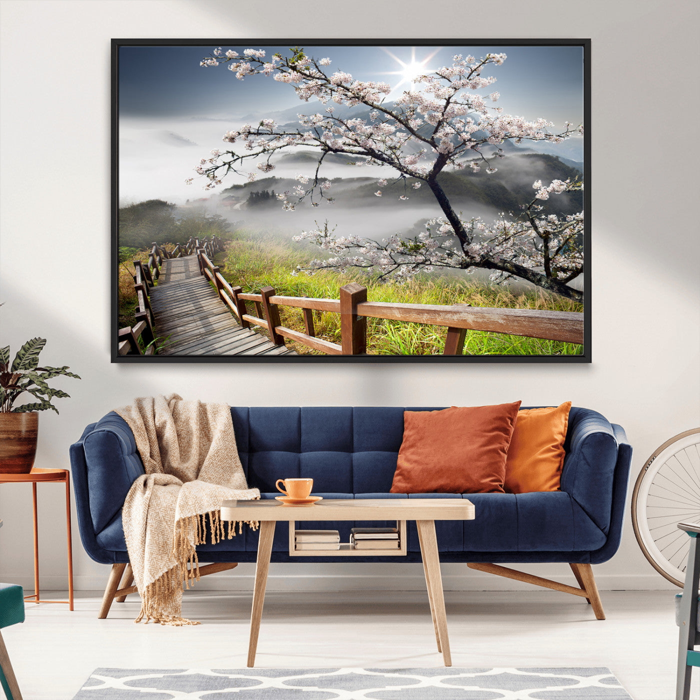 34632598CRY-MGV-CV-36X24-Sakura Cherry Blossom Pathway Canvas Wall Art – Tranquil Walk Through Blossoming Nature – Ready to Hang