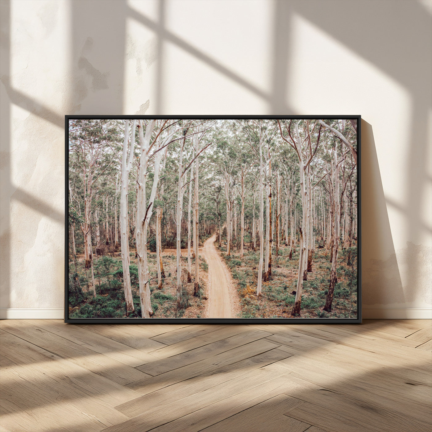 24760563-MGV-FC-36X24_Black-Forest Dirt Road Canvas Wall Art Print, Scenic Woodland Pathway, Tall Trees Nature Canvas for Living Room or Office 1 Panel Wrapped Canvas