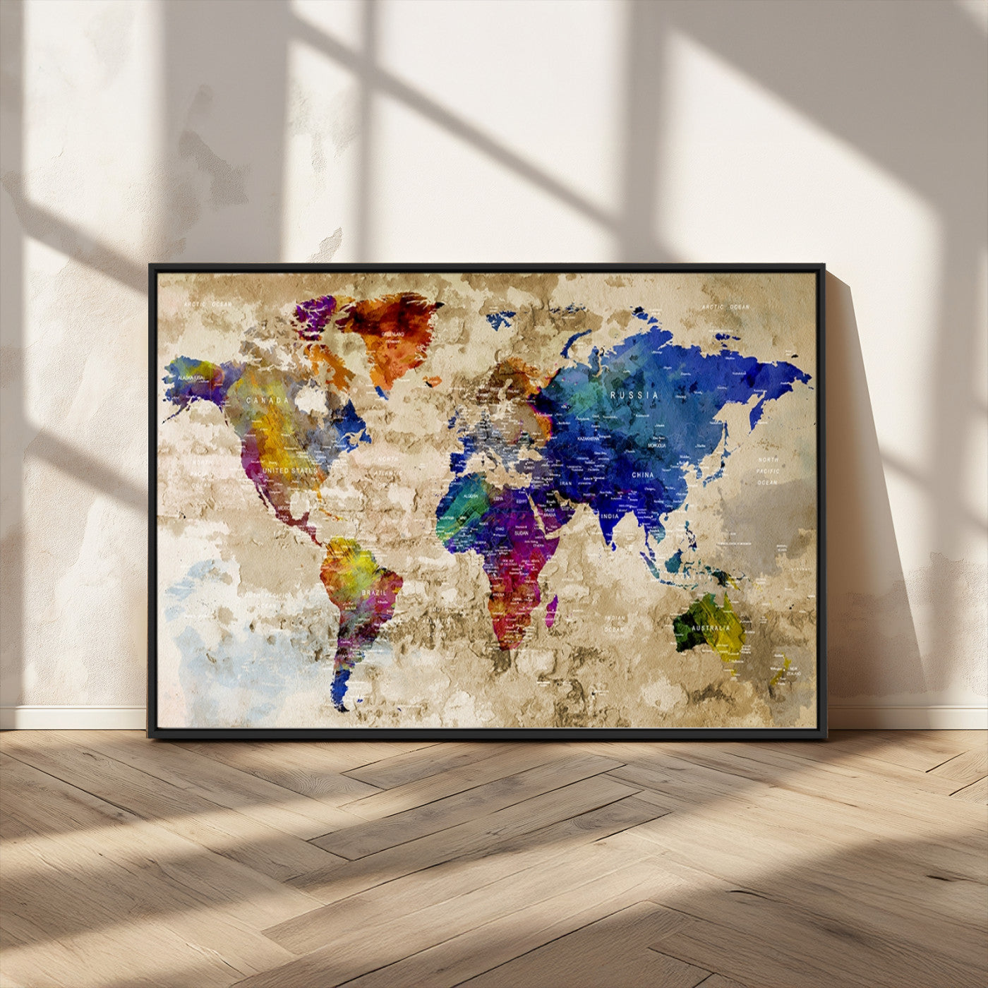 MGV-FC-36X24 - World Map Wall Art Canvas Print for Home and Office Decor