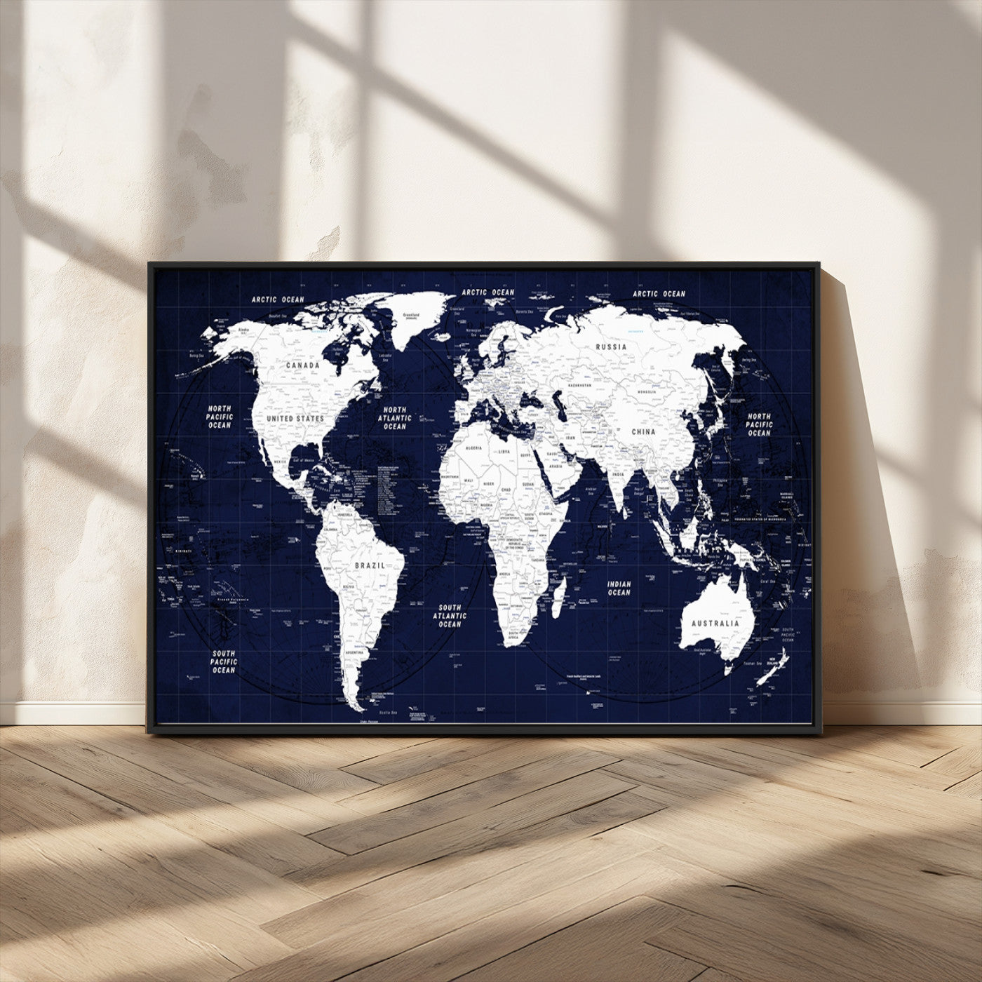 MGV-FC-36X24 - World Map Wall Art Canvas Print for Home and Office Decor