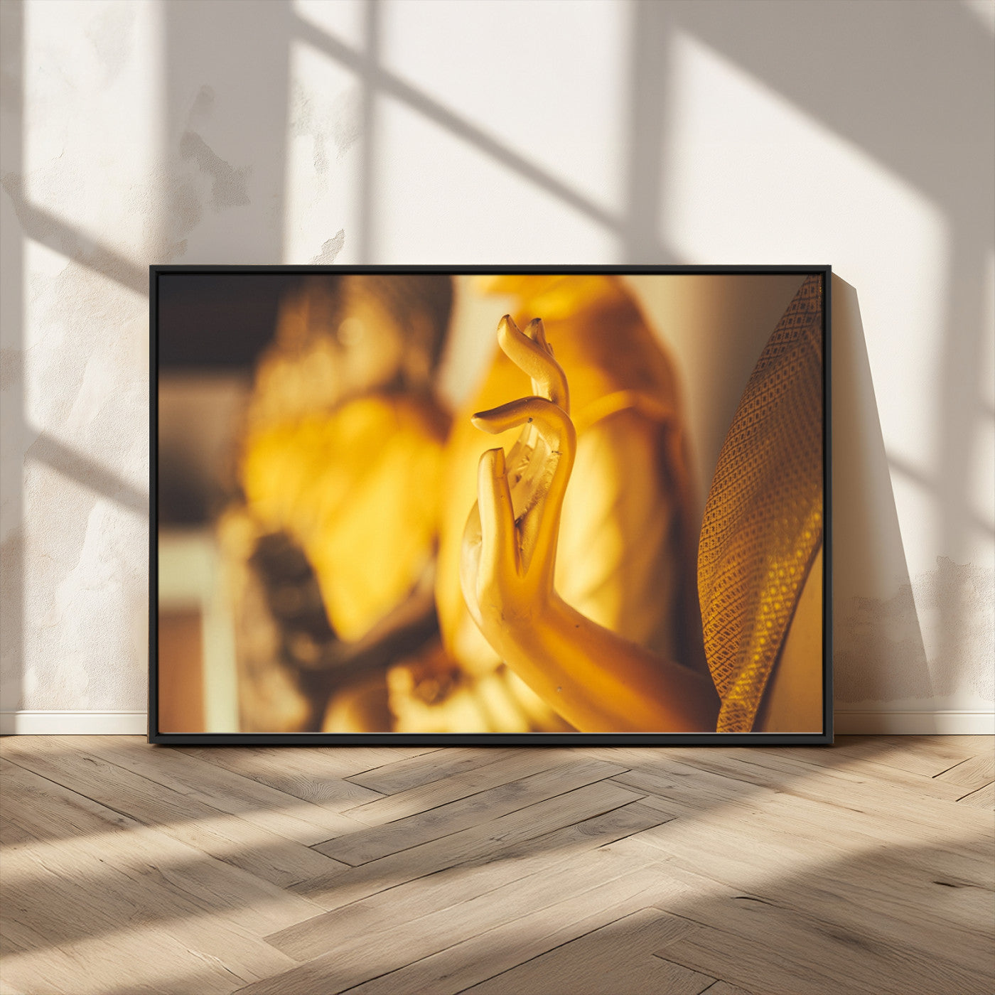 MGV-FC-36X24 - Gold Buddha Statue Hands Wall Art Canvas Print