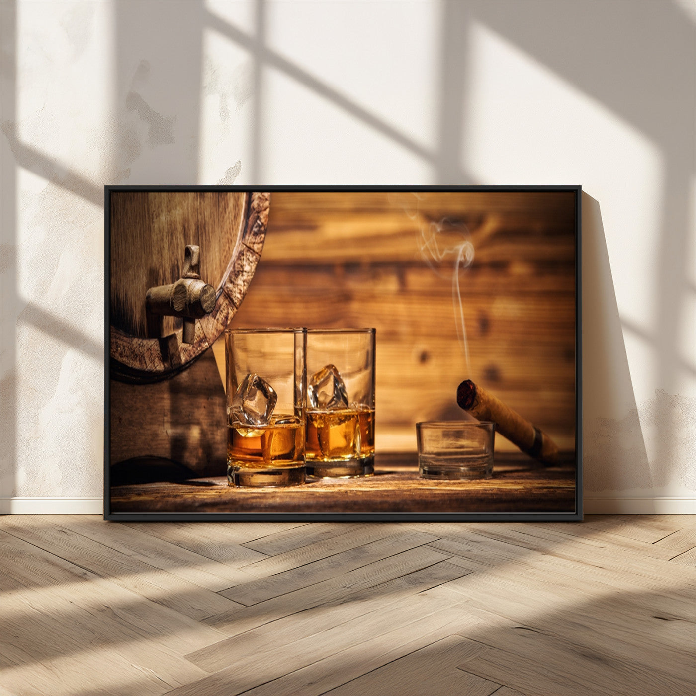 MGV-FC-36X24 - Rustic Whiskey and Barrel Canvas Print