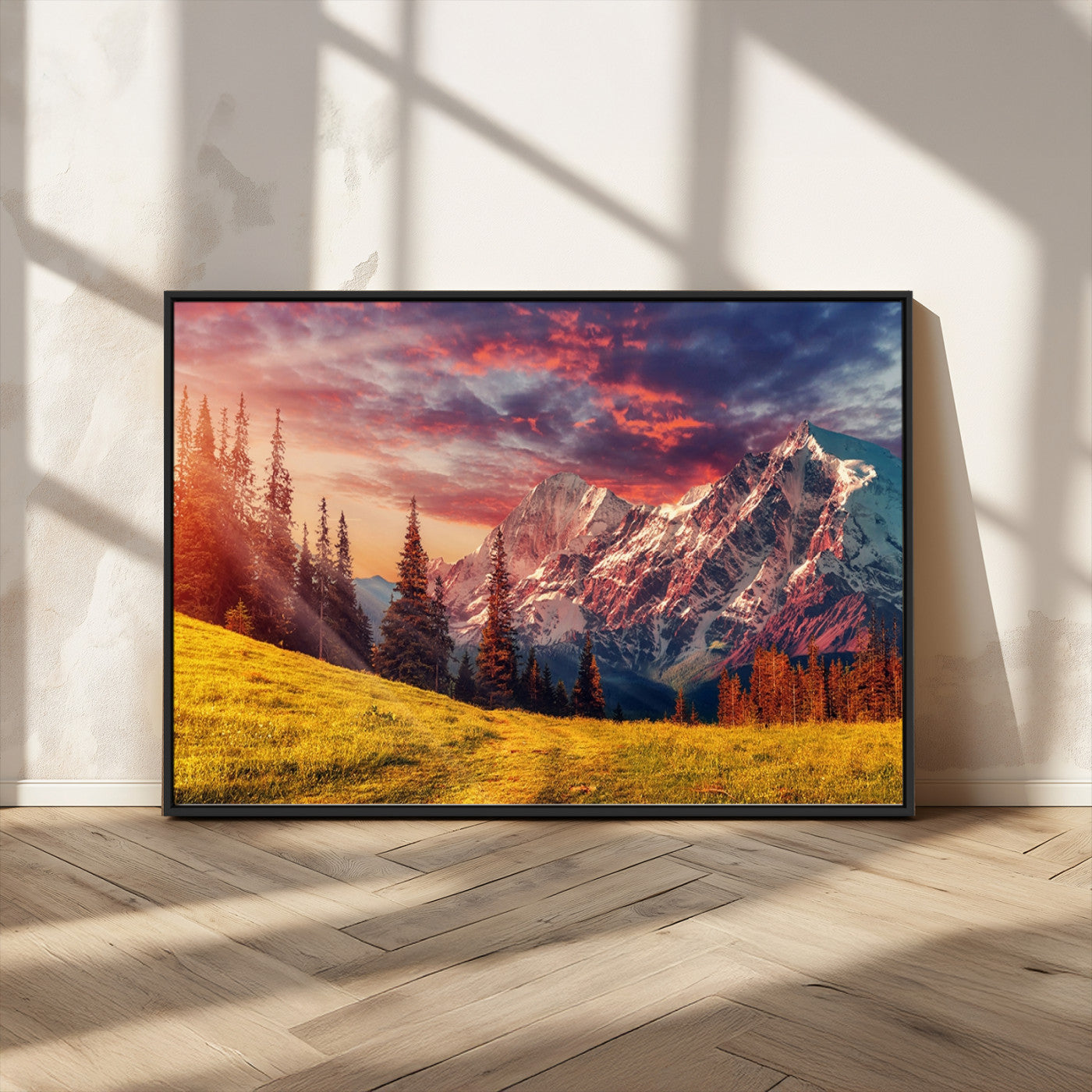 MGV-FC-36X24 - Mountain and Daylight Red Sunset Wall Art Canvas Print