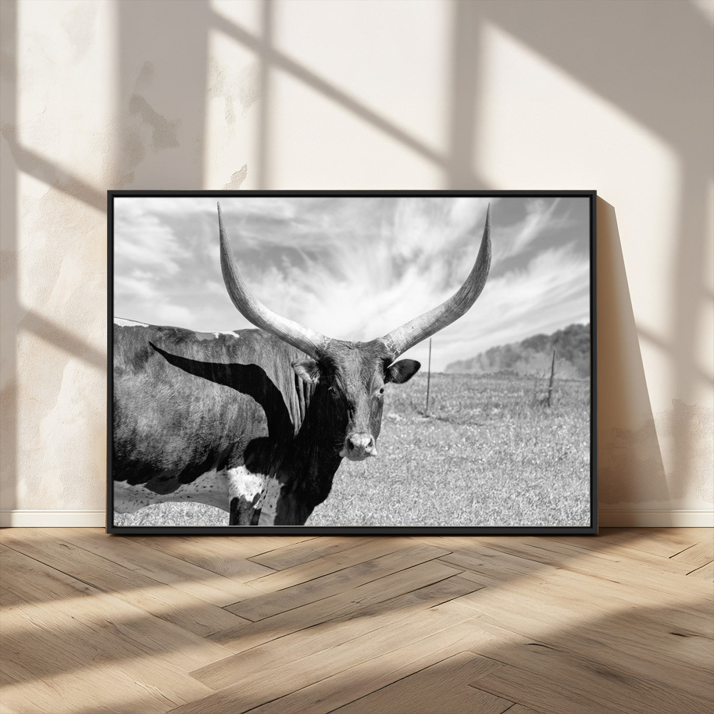 MGV-FC-36X24 - Longhorn Wall Art Canvas Print, Framed Ranch Wall Art Canvas Print