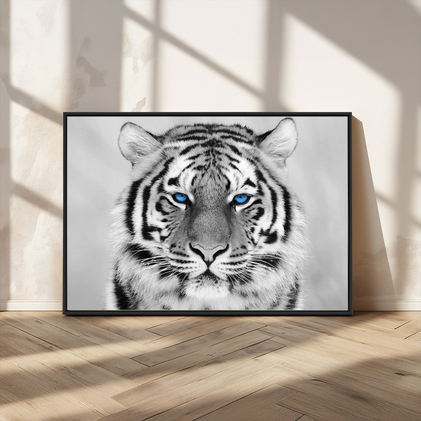 MGV-FC-36X24 - Black and White Tiger Wall Art Animal Canvas Print