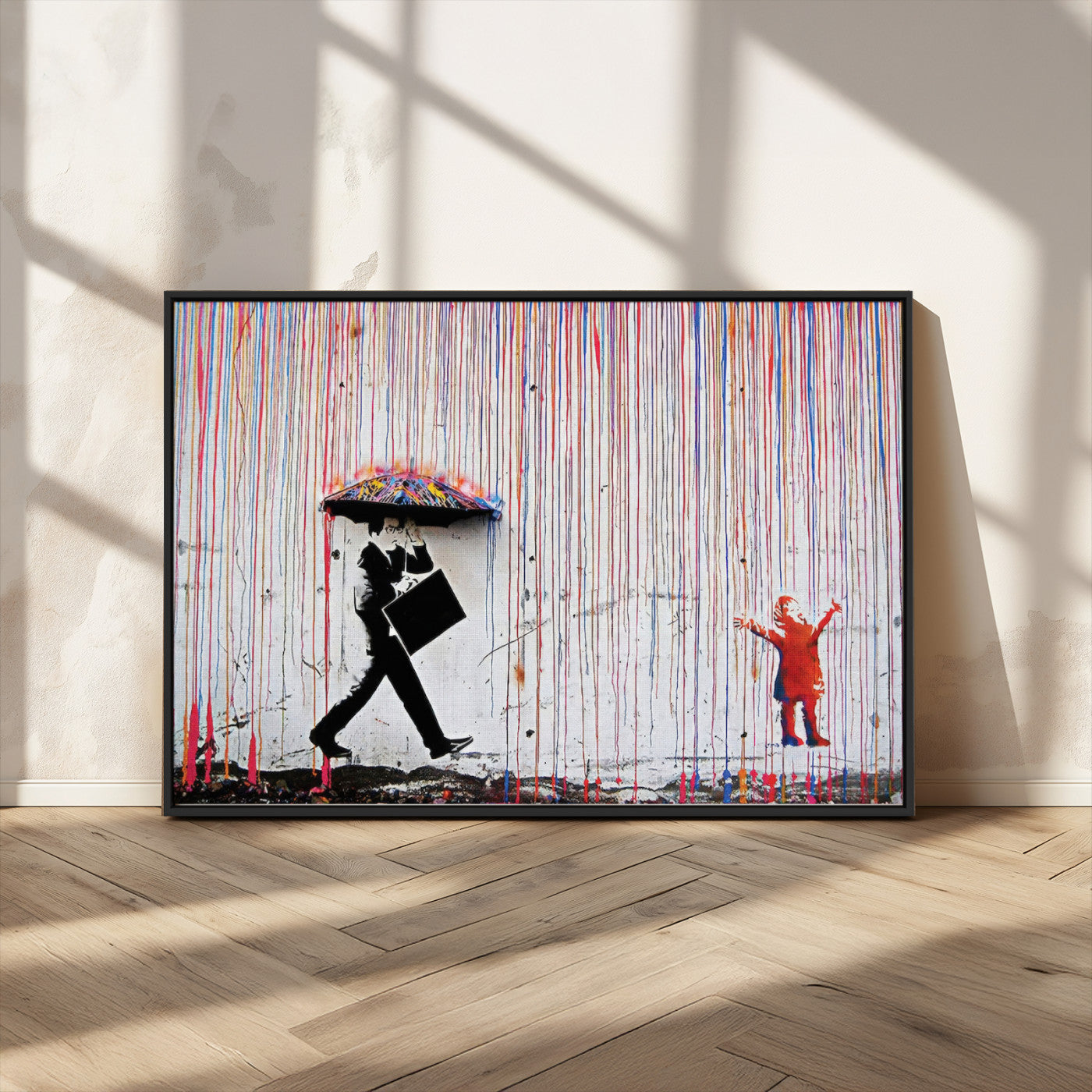 MGV-FC-36X24 - Banksy Wall Art Canvas Print, Framed Graffiti Art Picture Print, Banksy Urban Graffiti Perfect Modern Decor Artwork