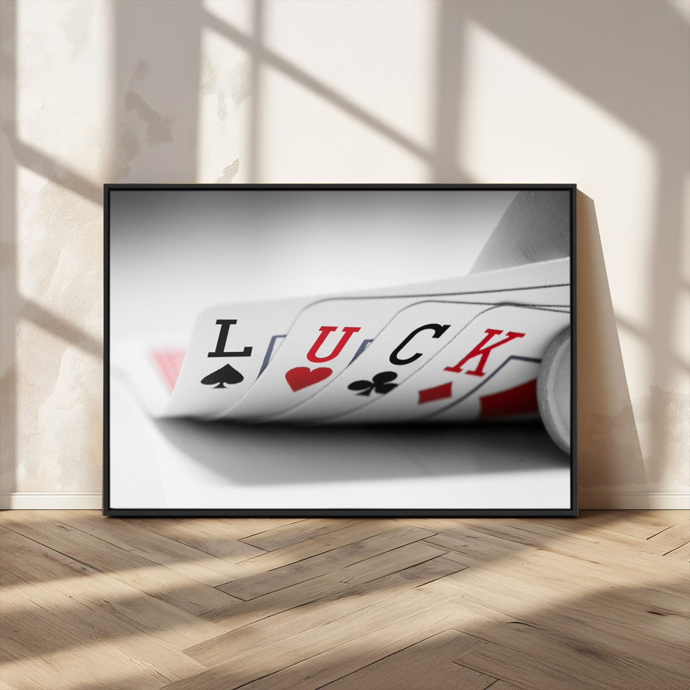 MGV-FC-36X24 - Framed Luck Poker Cards Canvas – Modern Triptych Wall Art, Ready to Hang for Game Rooms