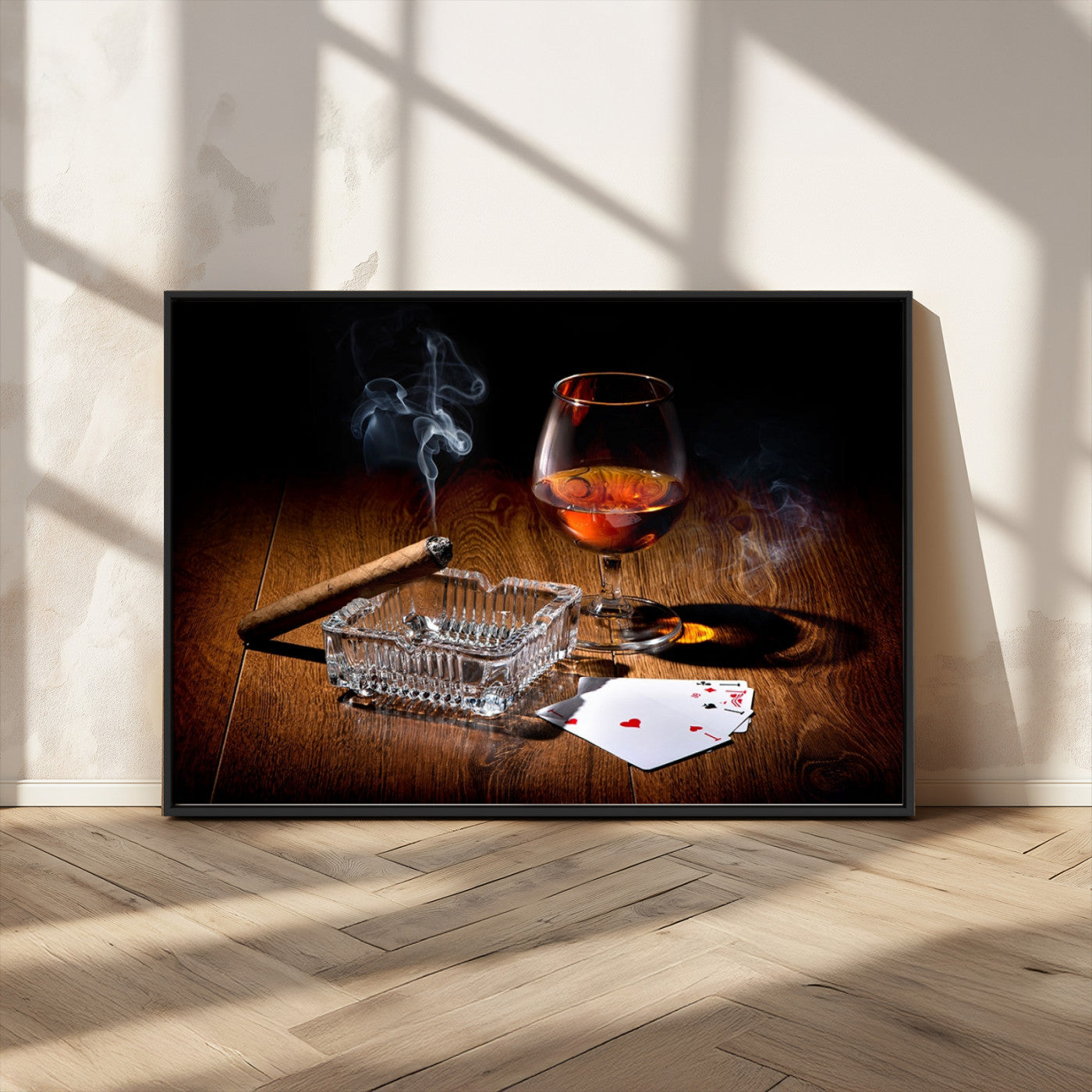 MGV-FC-36X24 - Whiskey Cigar Wall Art Canvas Print Kitchen Wall