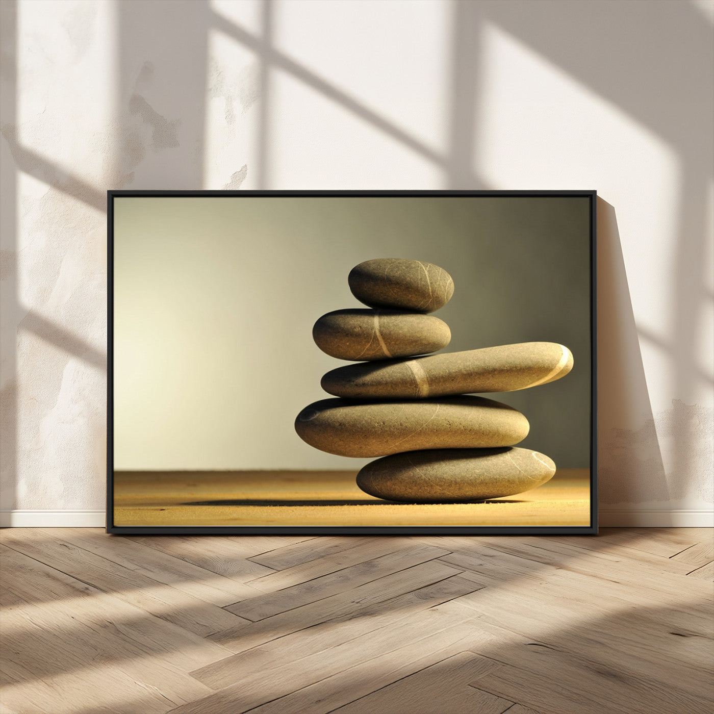 MGV-FC-36X24 - Fluvial Zen Stones Canvas Wall Art Print