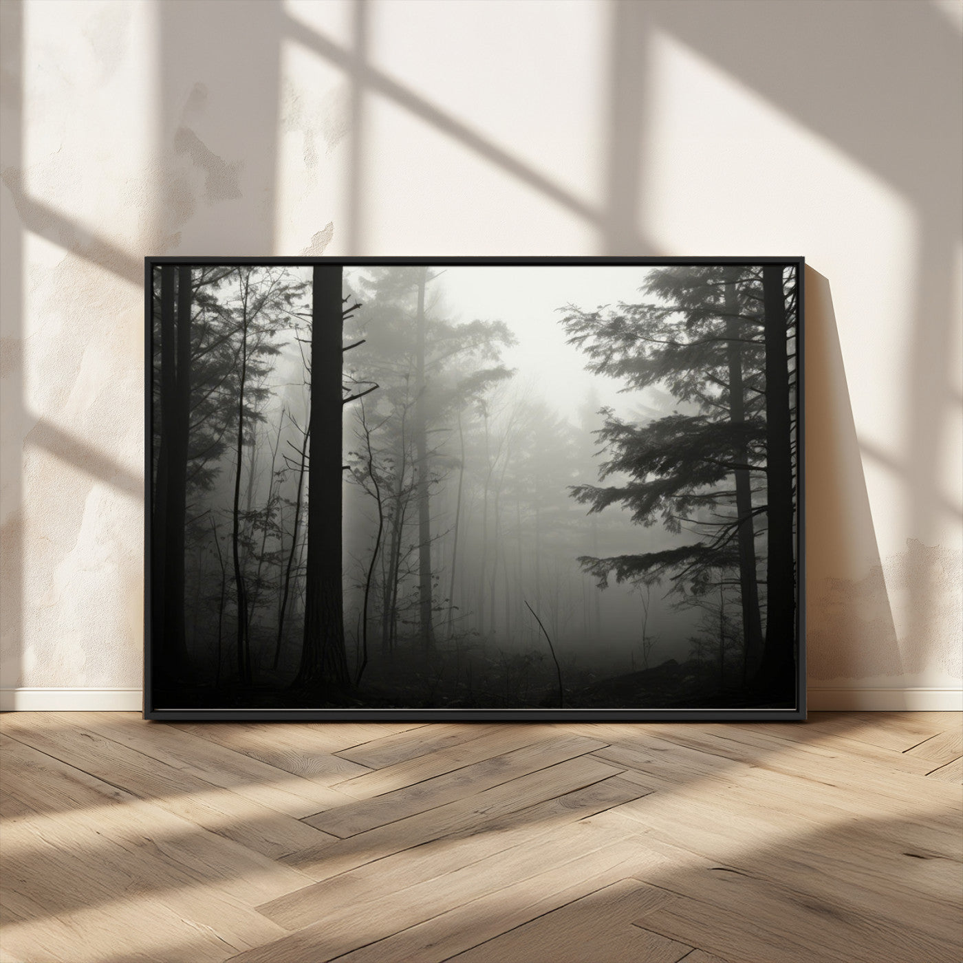 MGV-FC-36X24 - Misty Forest Wall Art Premium Canvas Print a Foggy and Serene Atmosphere - Nature Wall Art